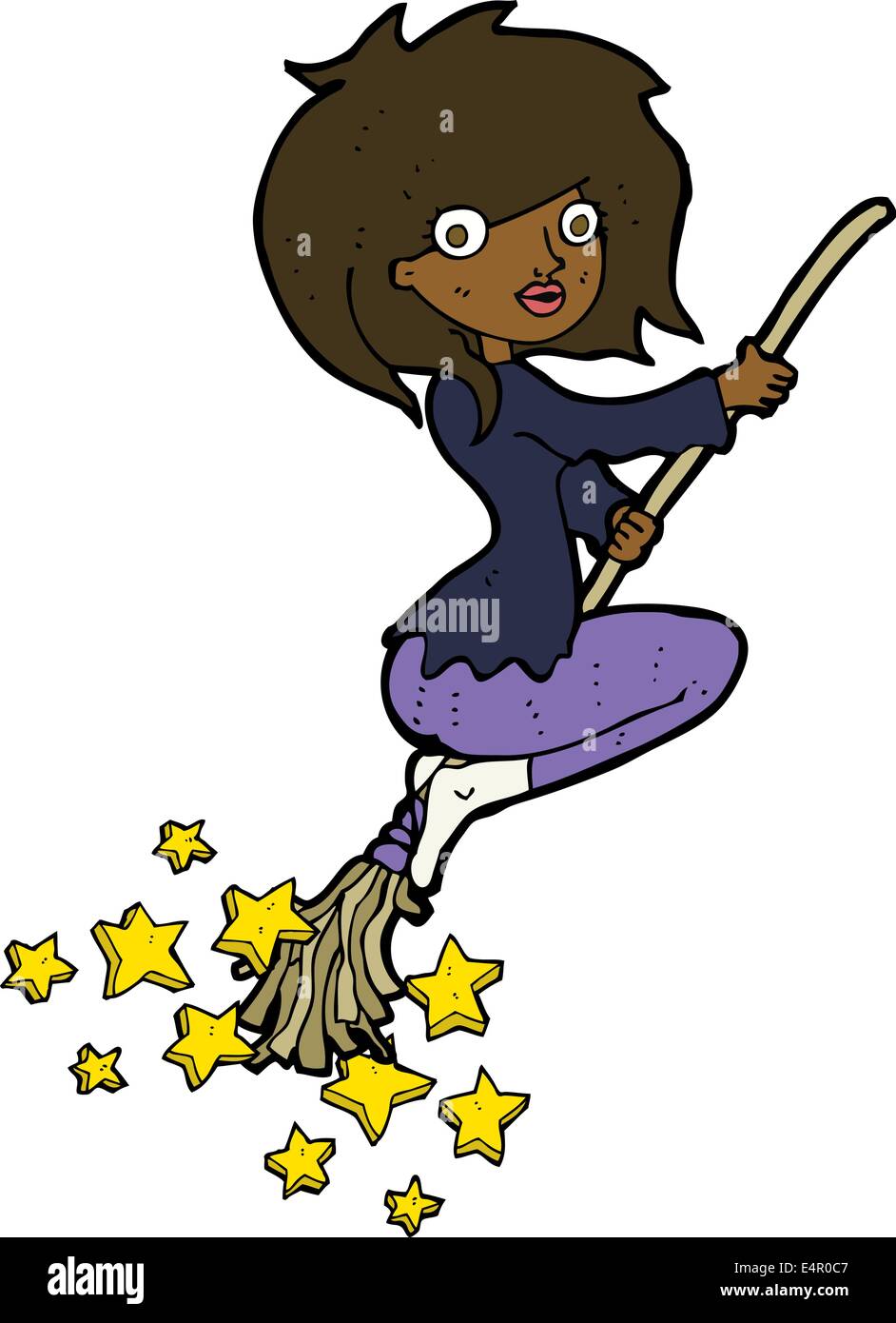 cartoon witch riding broomstick Stock Vector Image & Art - Alamy