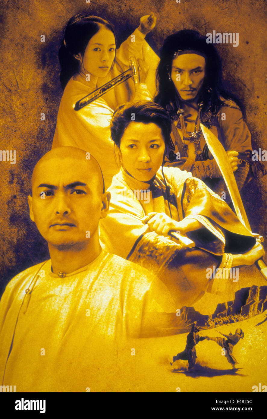 CROUCHING TIGER, HIDDEN DRAGON  Artwork for 2000 Columbia Asia film with Yun-Fat Chow (front) and Michelle Yeo (middle) Stock Photo