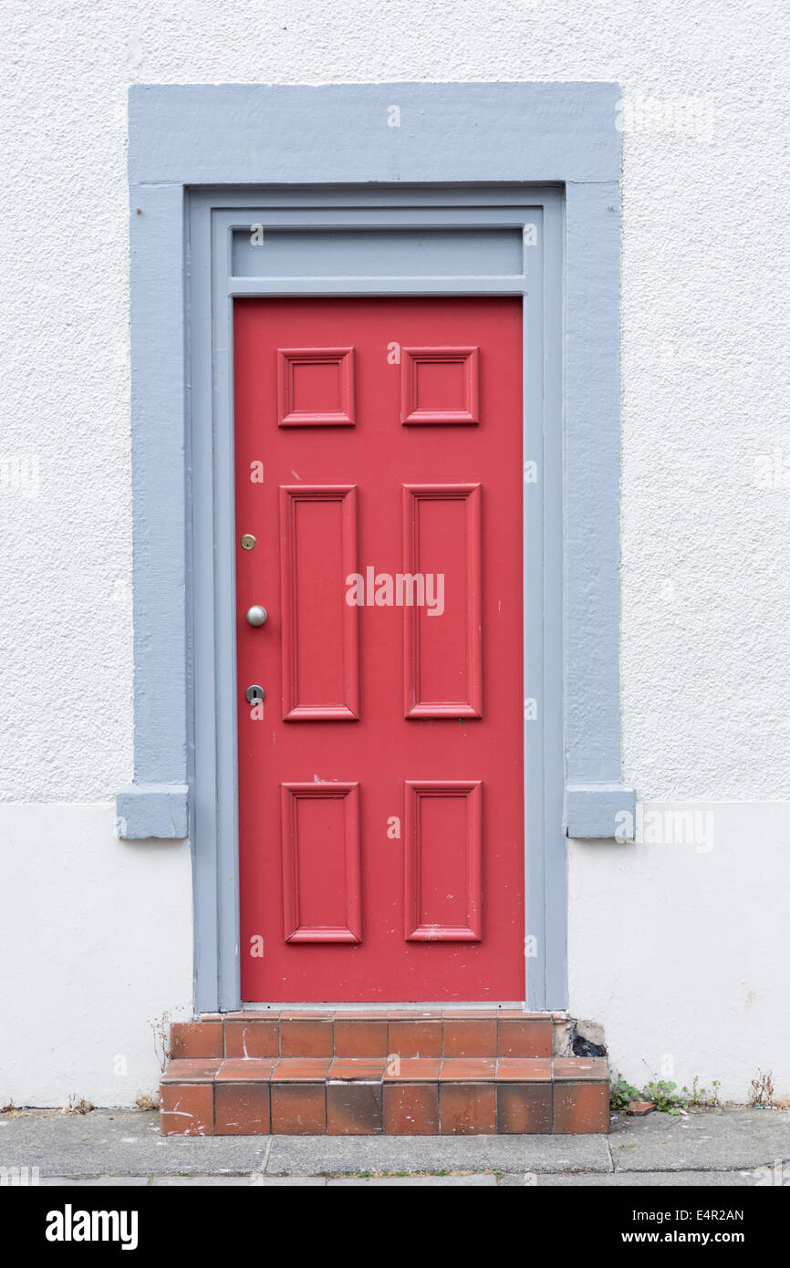 Red door, Morecambe Stock Photo