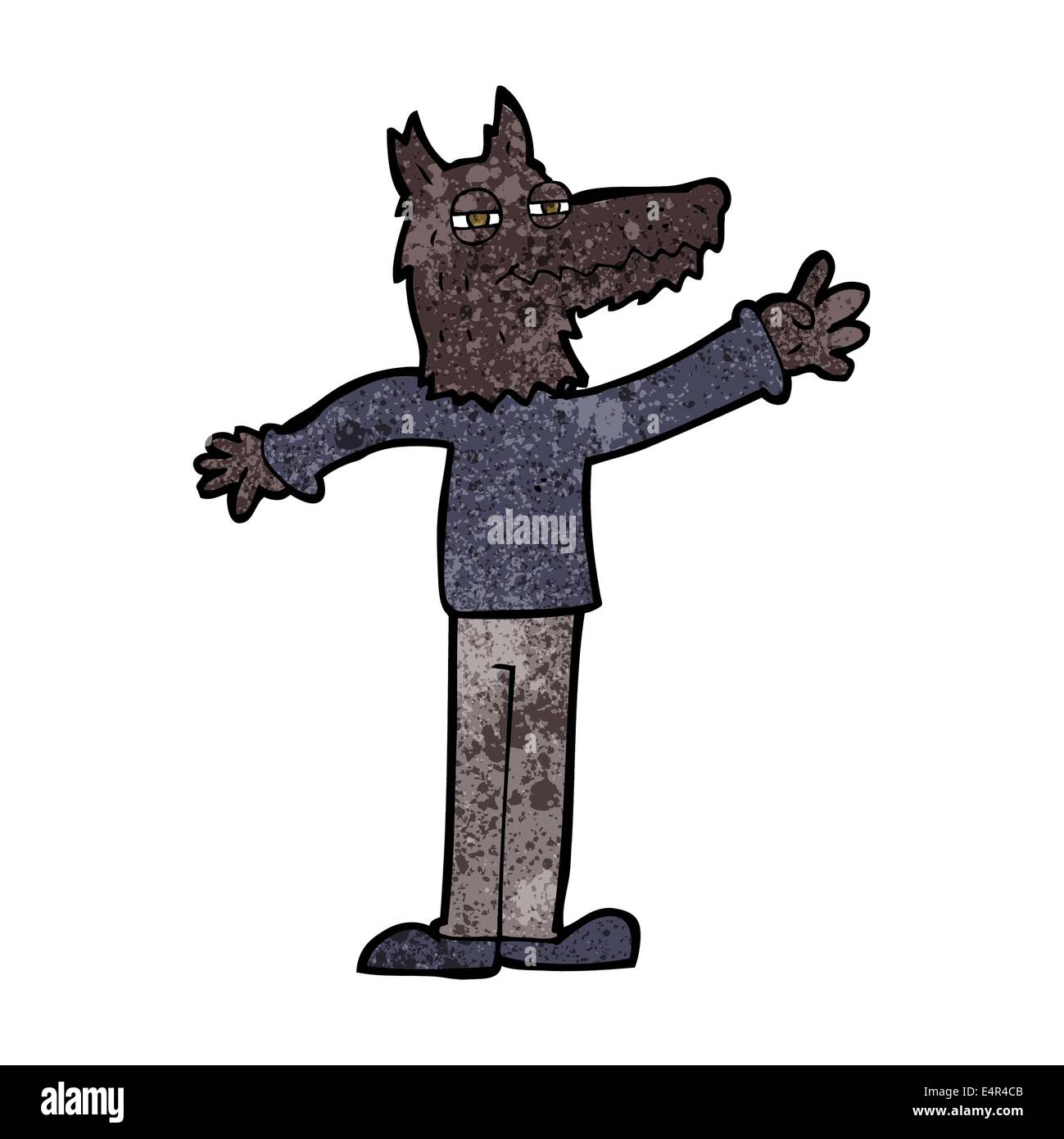 cartoon waving wolf Stock Vector