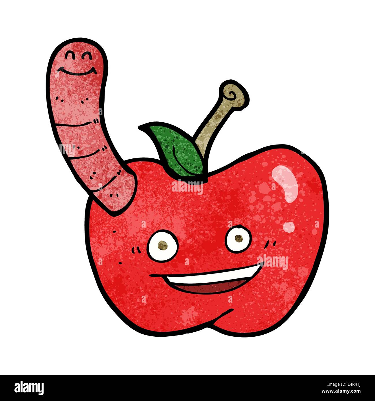 cartoon apple with worm Stock Vector Image & Art Alamy