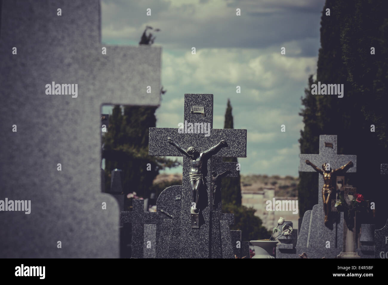 old cemetery with graves in Spanish holy place Stock Photo Alamy
