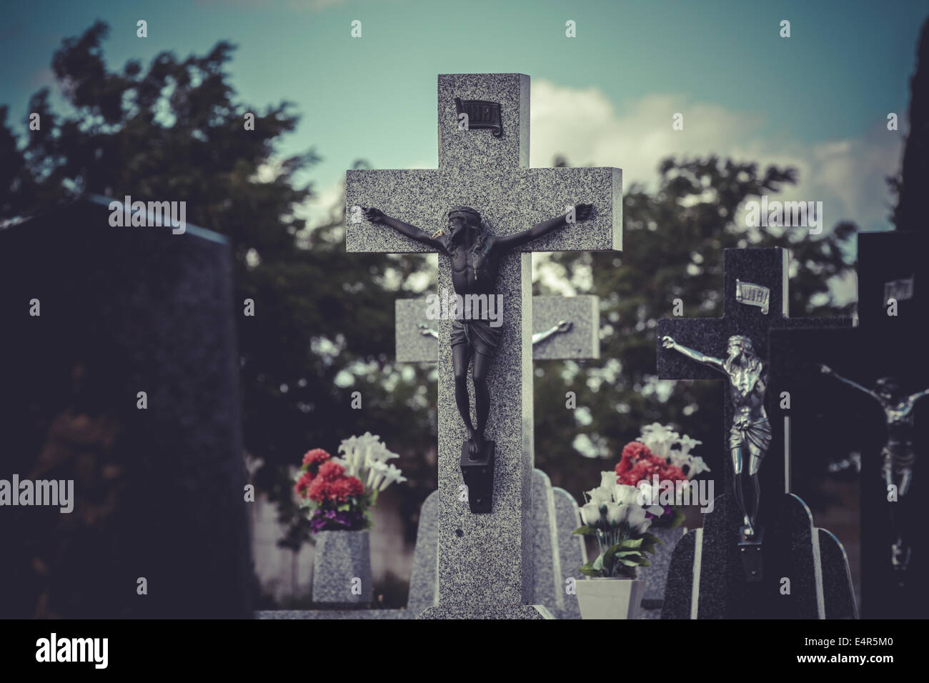 old cemetery with graves in Spanish holy place Stock Photo Alamy