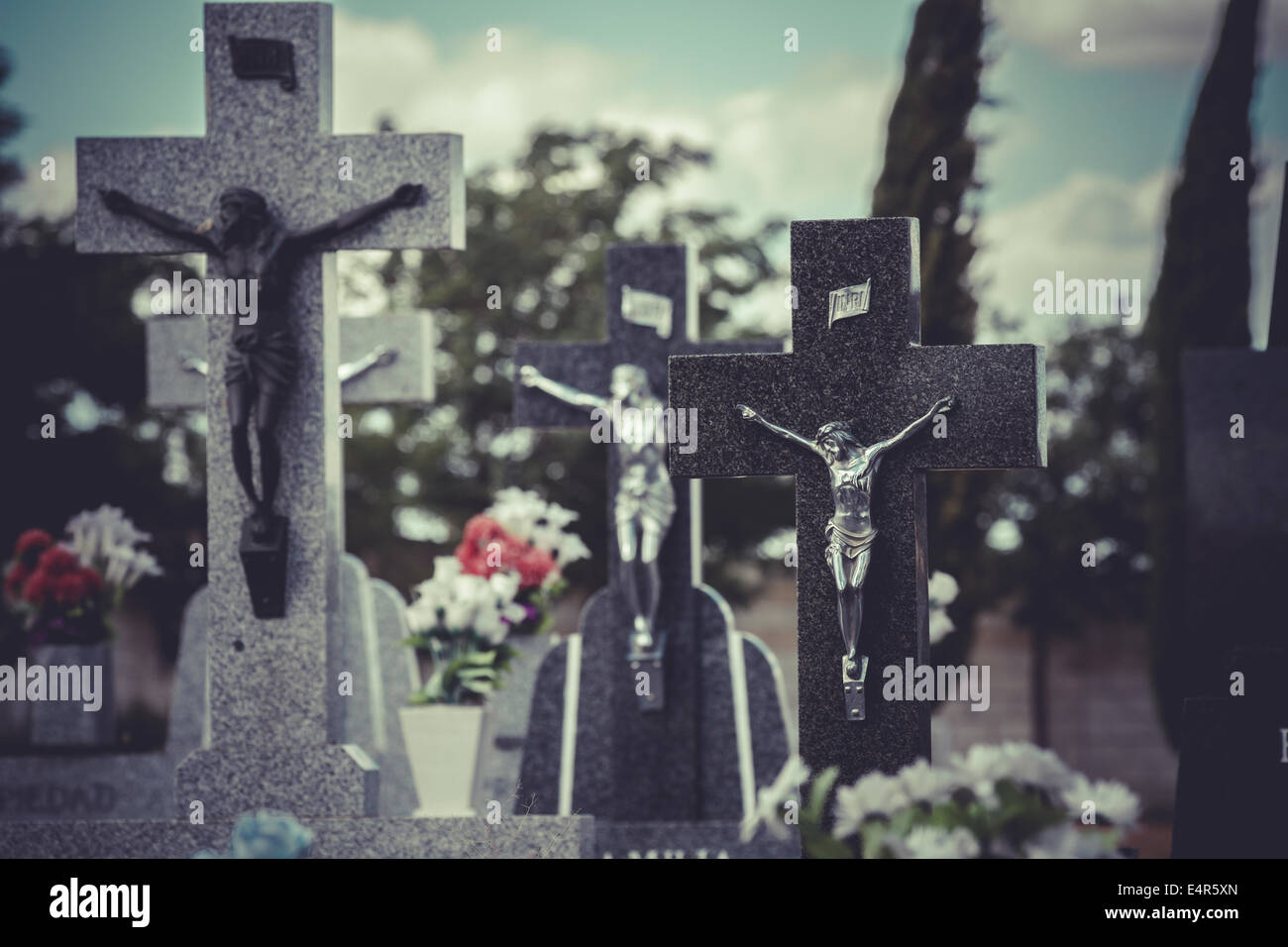 old cemetery with graves in Spanish holy place Stock Photo Alamy