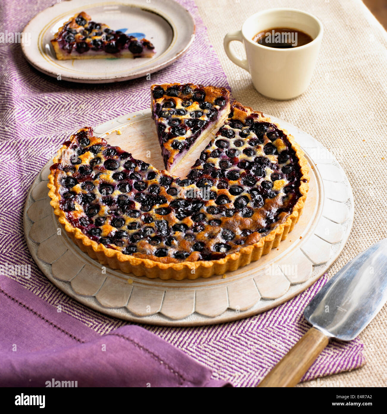 Blueberry cream cheese tart Stock Photo