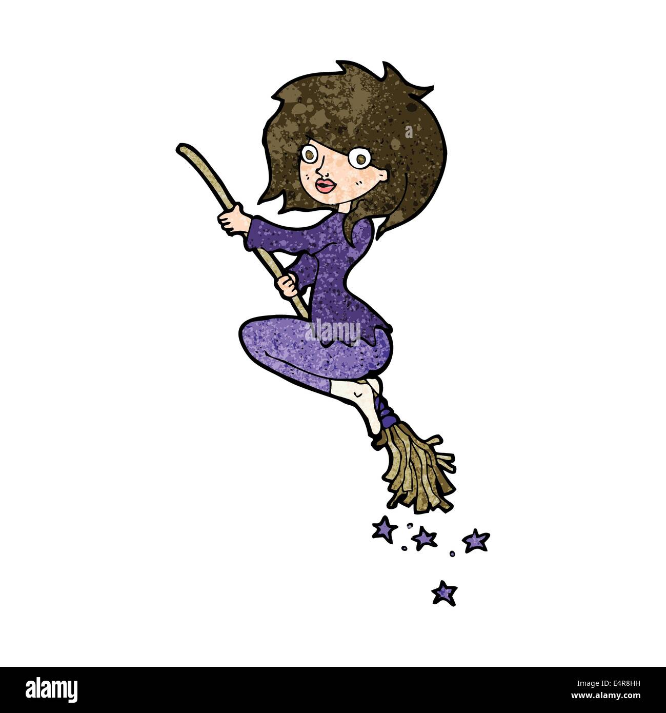 cartoon witch riding broomstick Stock Vector Image & Art - Alamy