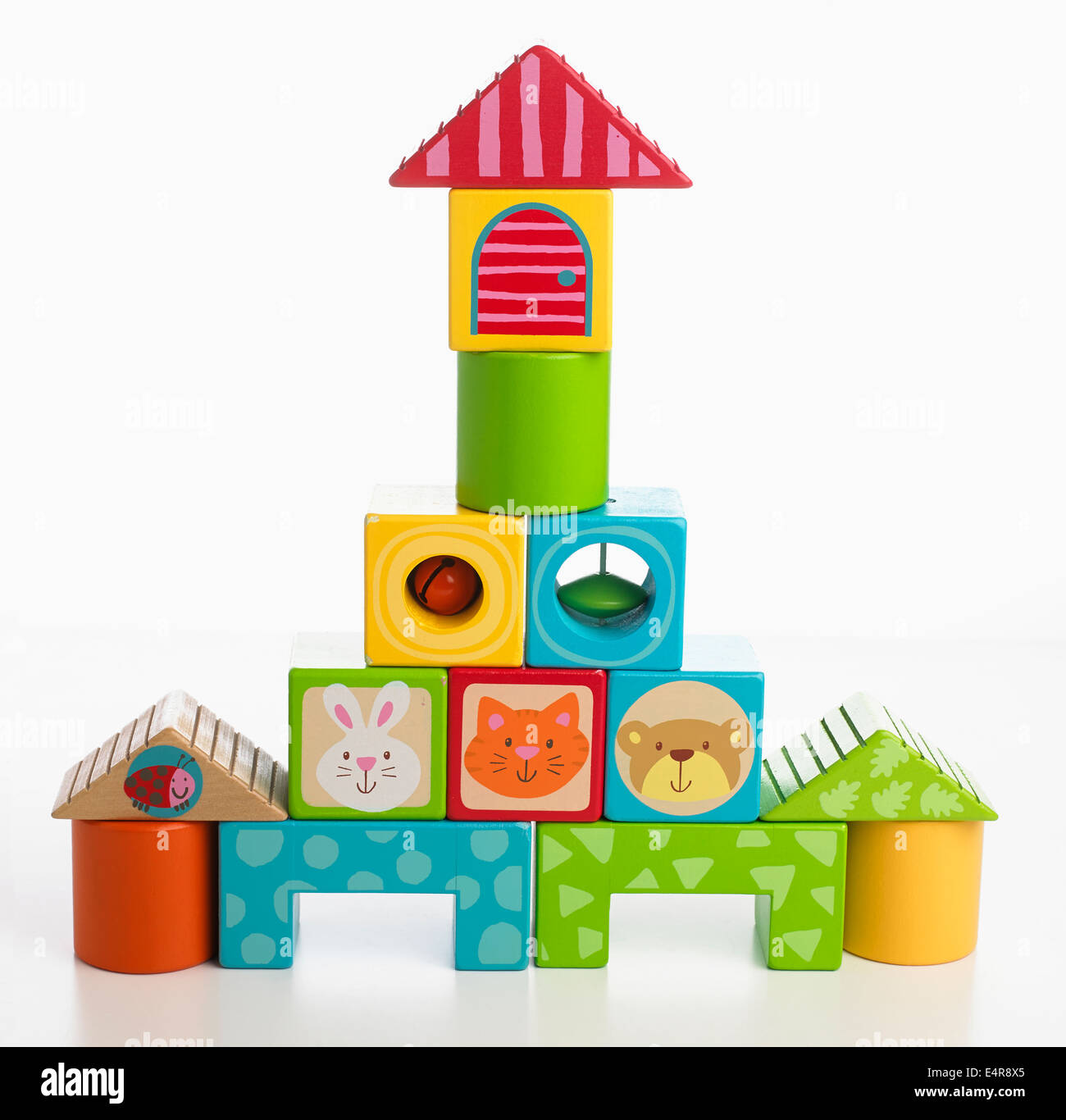 Children's colourful building blocks Stock Photo