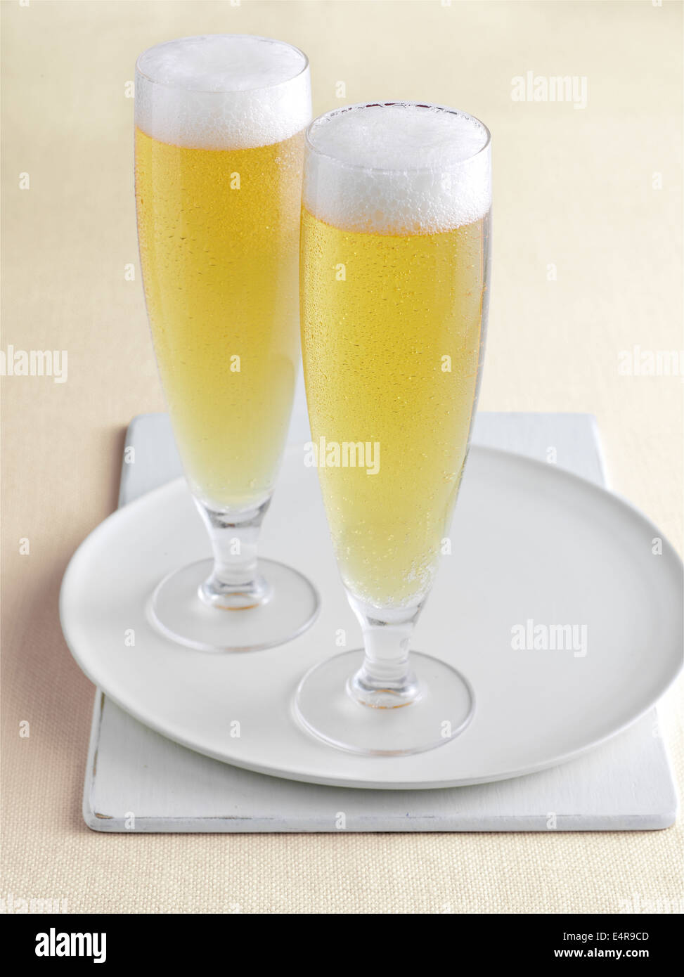 Czech Pilsner pale lager, two glasses Stock Photo Alamy