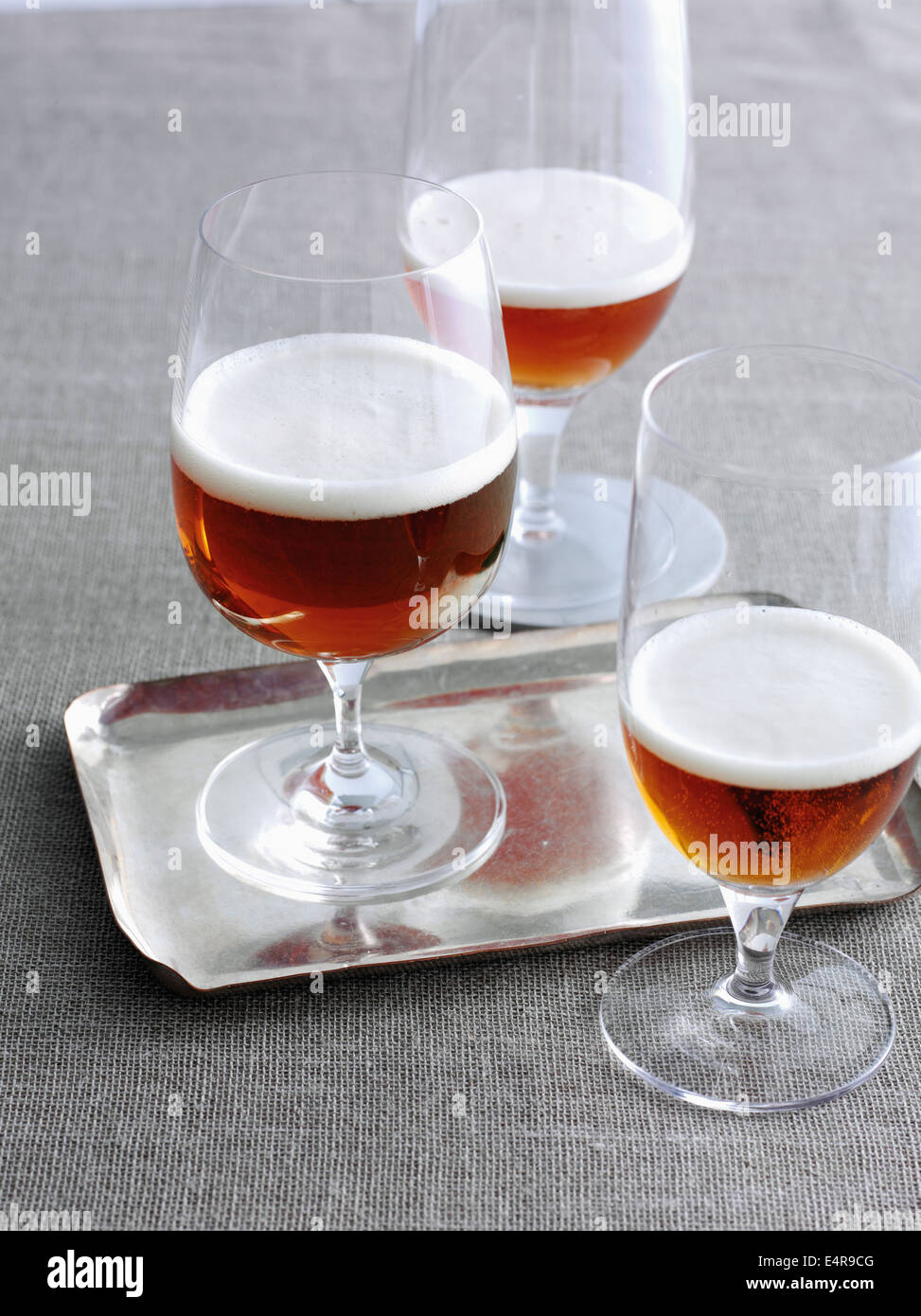 Three glasses of Imperial IPA beer Stock Photo