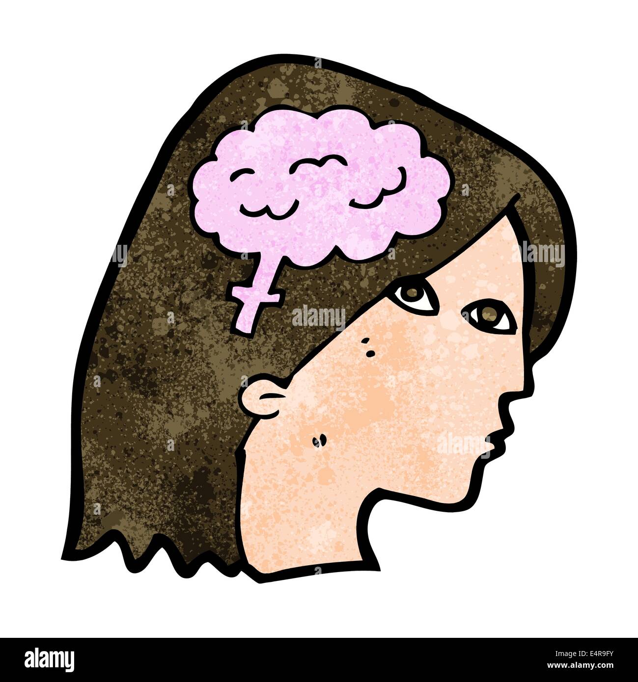 cartoon female head with brain symbol Stock Vector Image & Art - Alamy