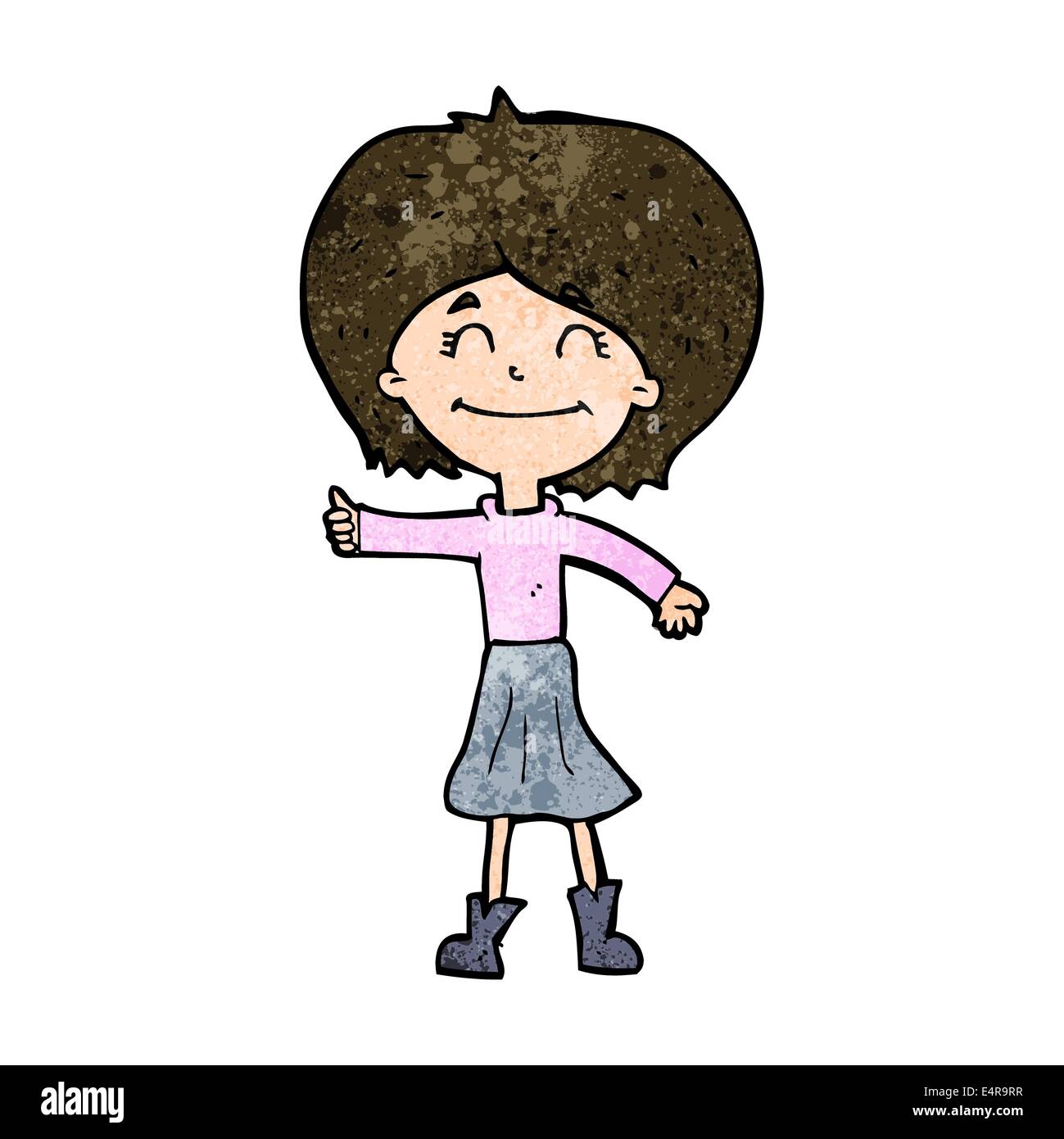 cartoon happy girl giving thumbs up symbol Stock Vector Image & Art - Alamy
