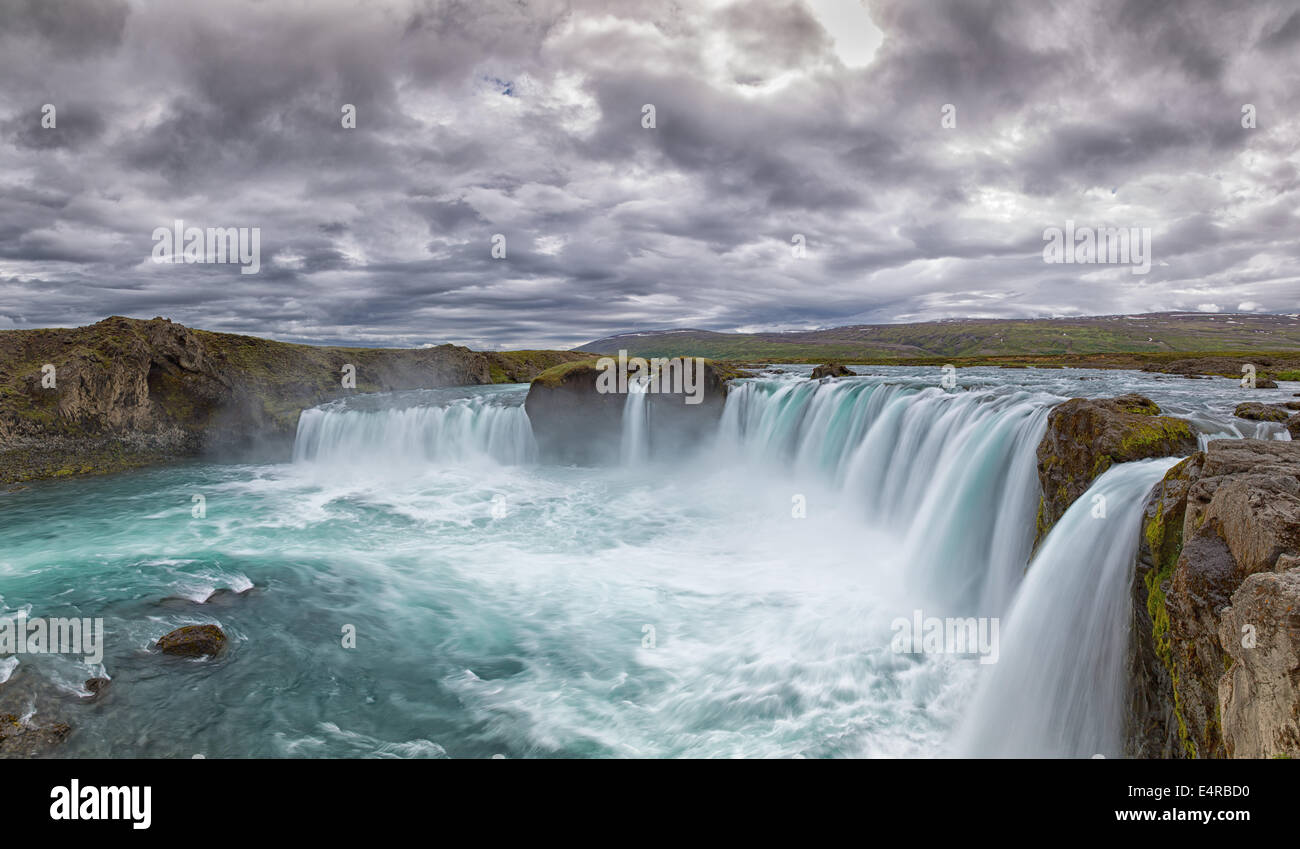 Iceland, scenic, Landschaft in Island, Wasserfall, Godafoss Stock Photo
