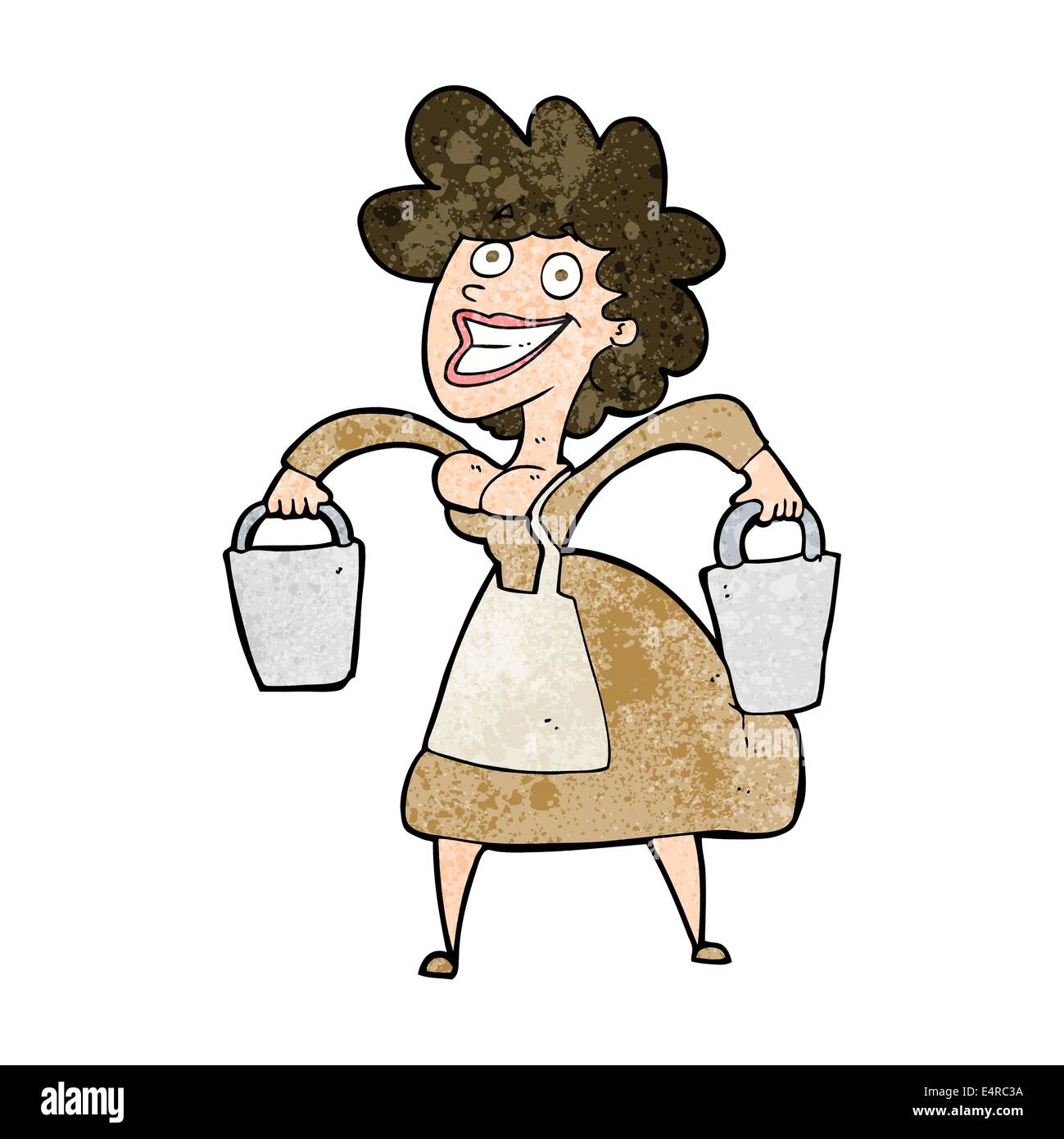cartoon milkmaid carrying buckets Stock Vector