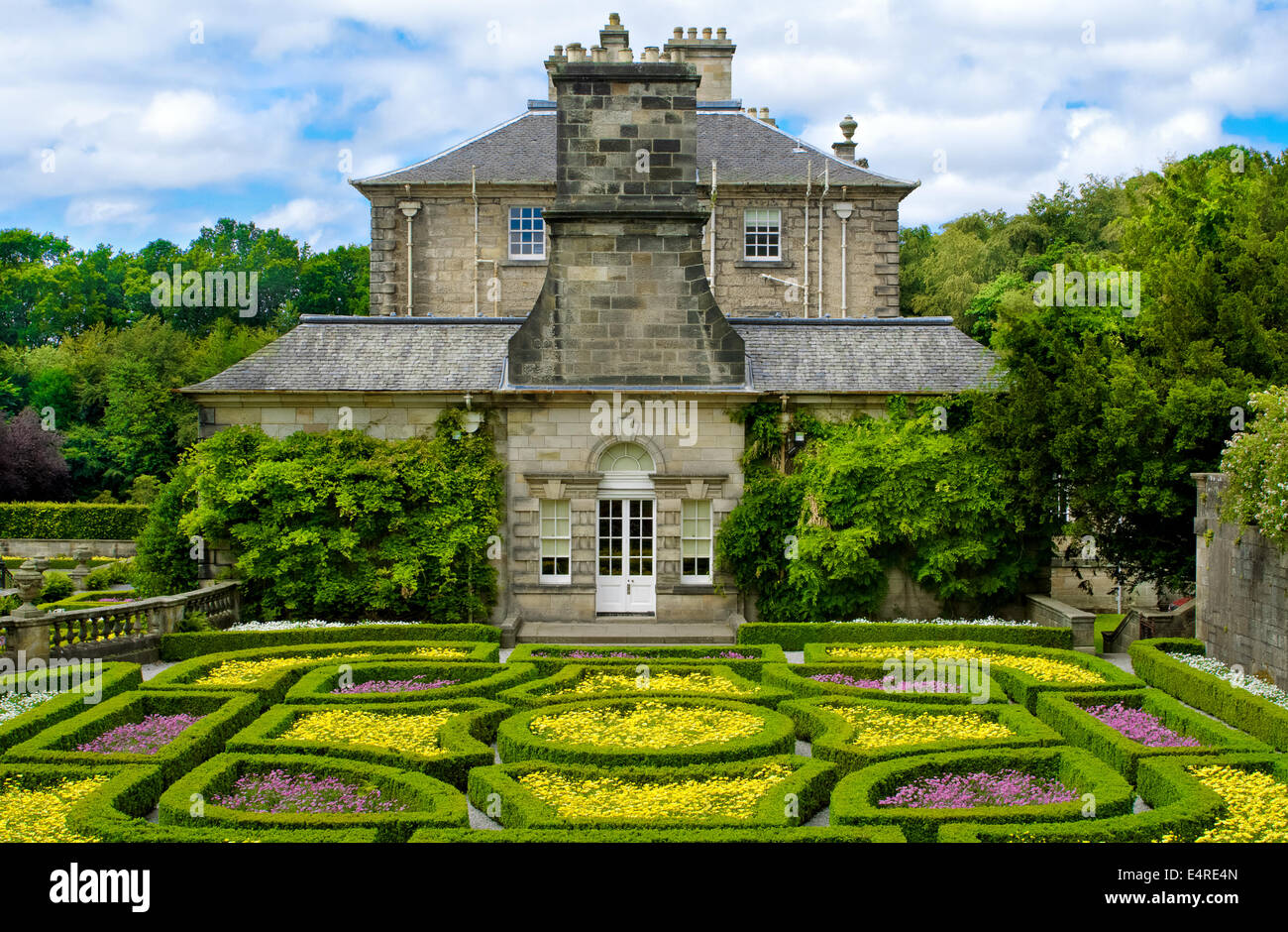 Formal garden at Pollok house in Pollok Country Park, Glasgow, Scotland, UK Stock Photo