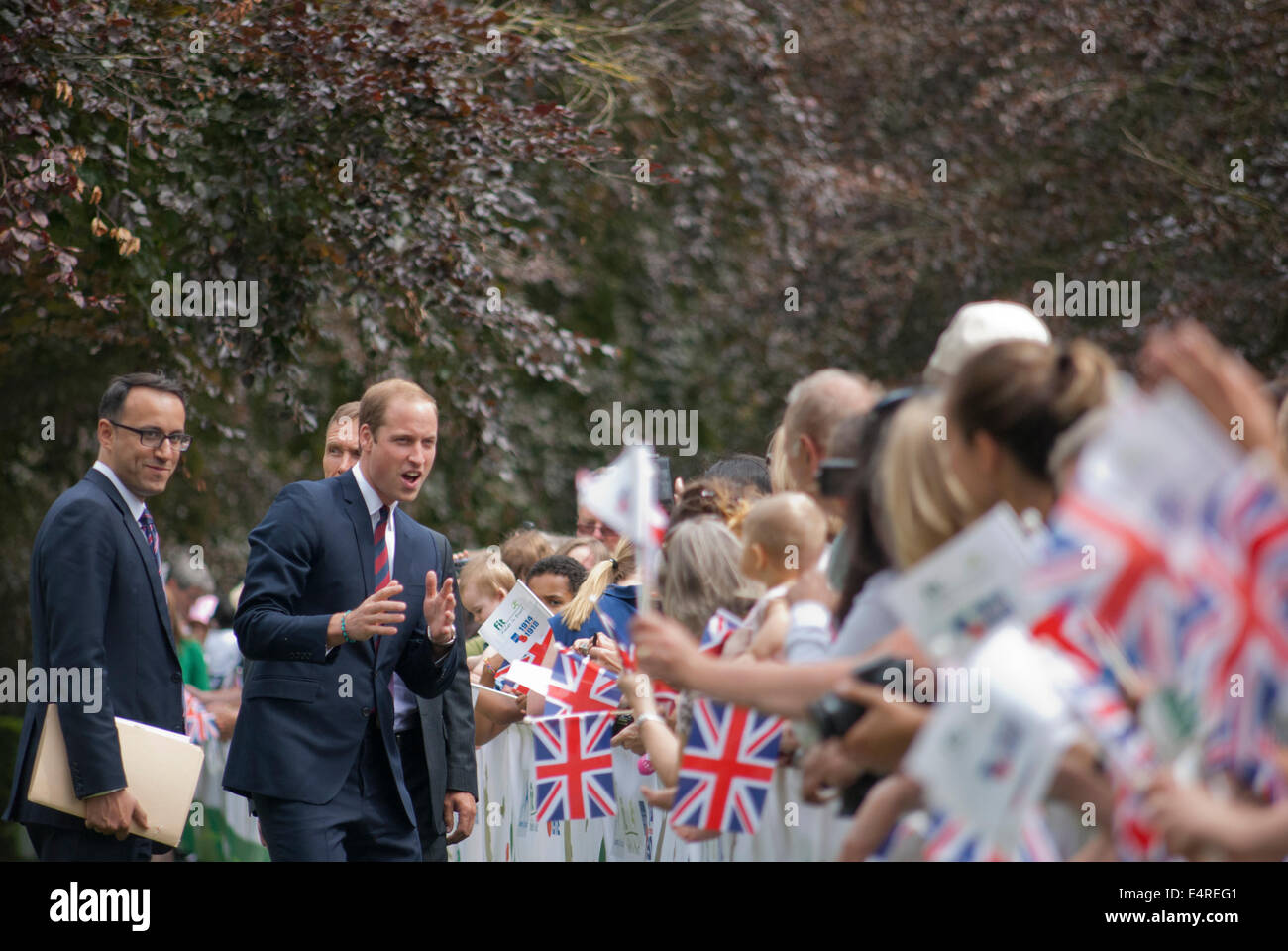 Coventry, UK. 16th July, 2014. HRH The Duke of cambridge meeting people in the crowd at The Coventry War Memorial Park Credit:  John Martin/Alamy Live News Stock Photo