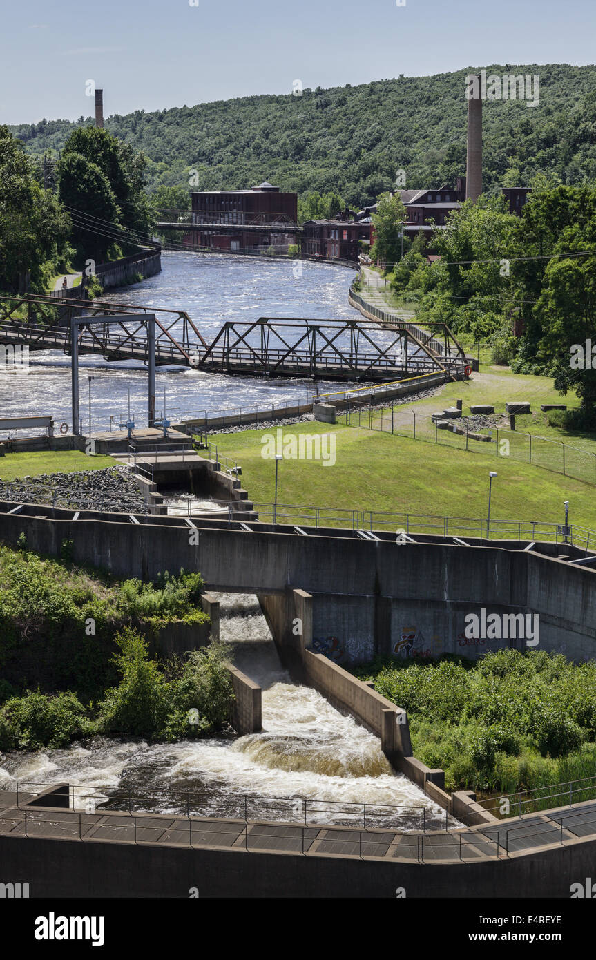 Fish ladder and Montague Power Canal at Turners Falls, Massachusetts