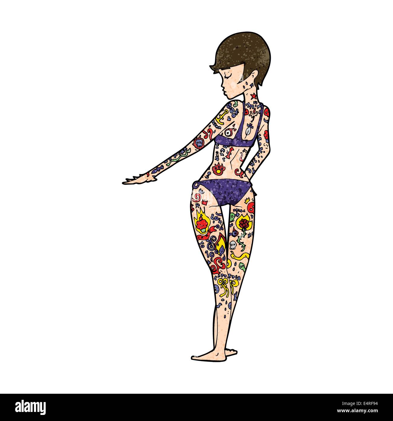 Cartoon Bikini Girl Covered In Tattoos Stock Vector Image And Art Alamy