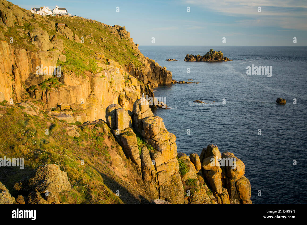 Sunset over the cliffs near Lands End, Cornwall, England Stock Photo