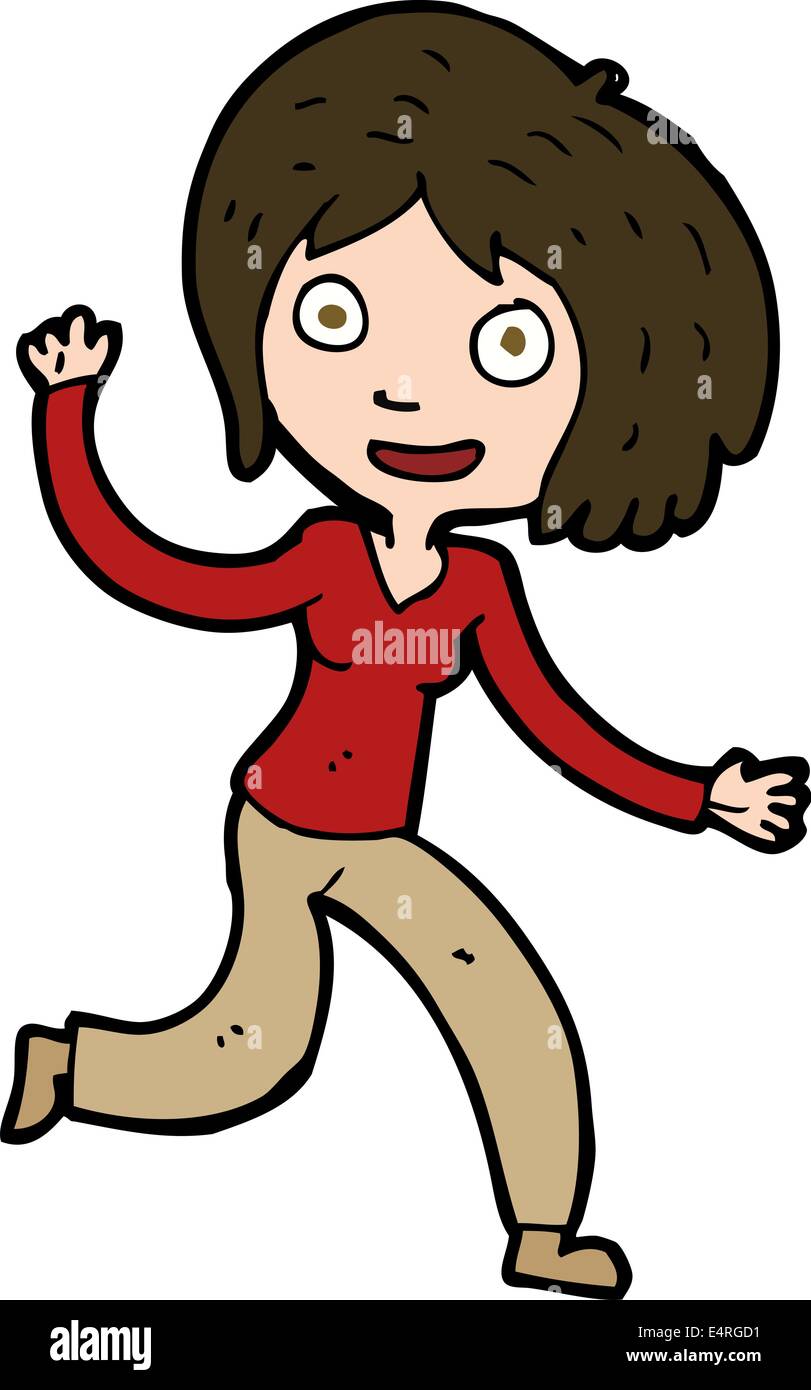 cartoon happy waving girl Stock Vector Image & Art - Alamy