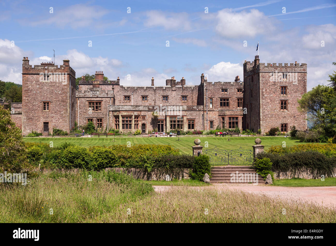 Muncaster Castle, south facing aspect. Cumbria, UK Stock Photo