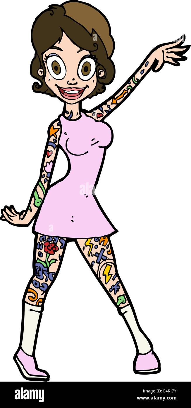 cartoon woman with tattoos Stock Vector Image & Art - Alamy