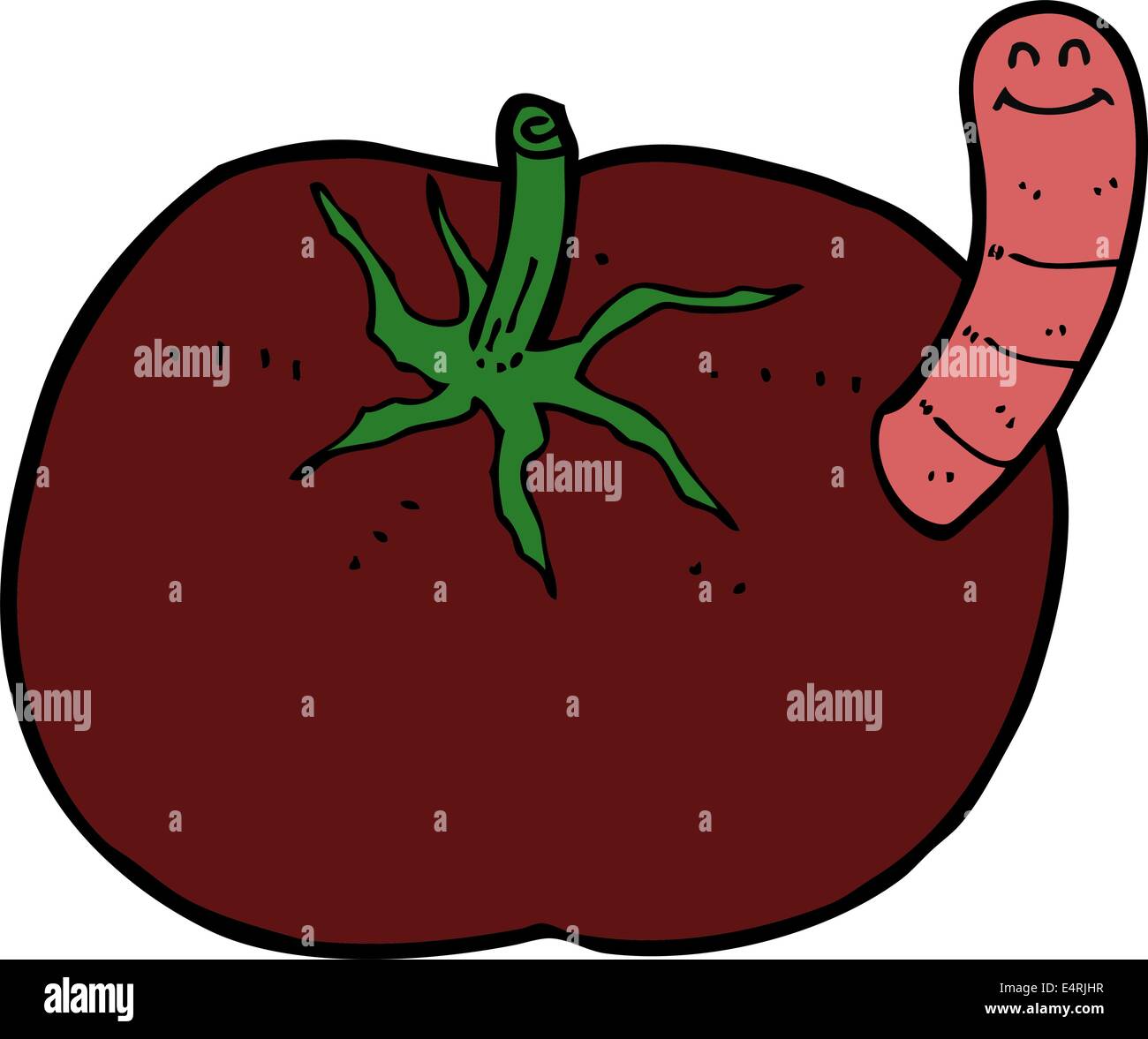 cartoon tomato with worm Stock Vector Image & Art Alamy