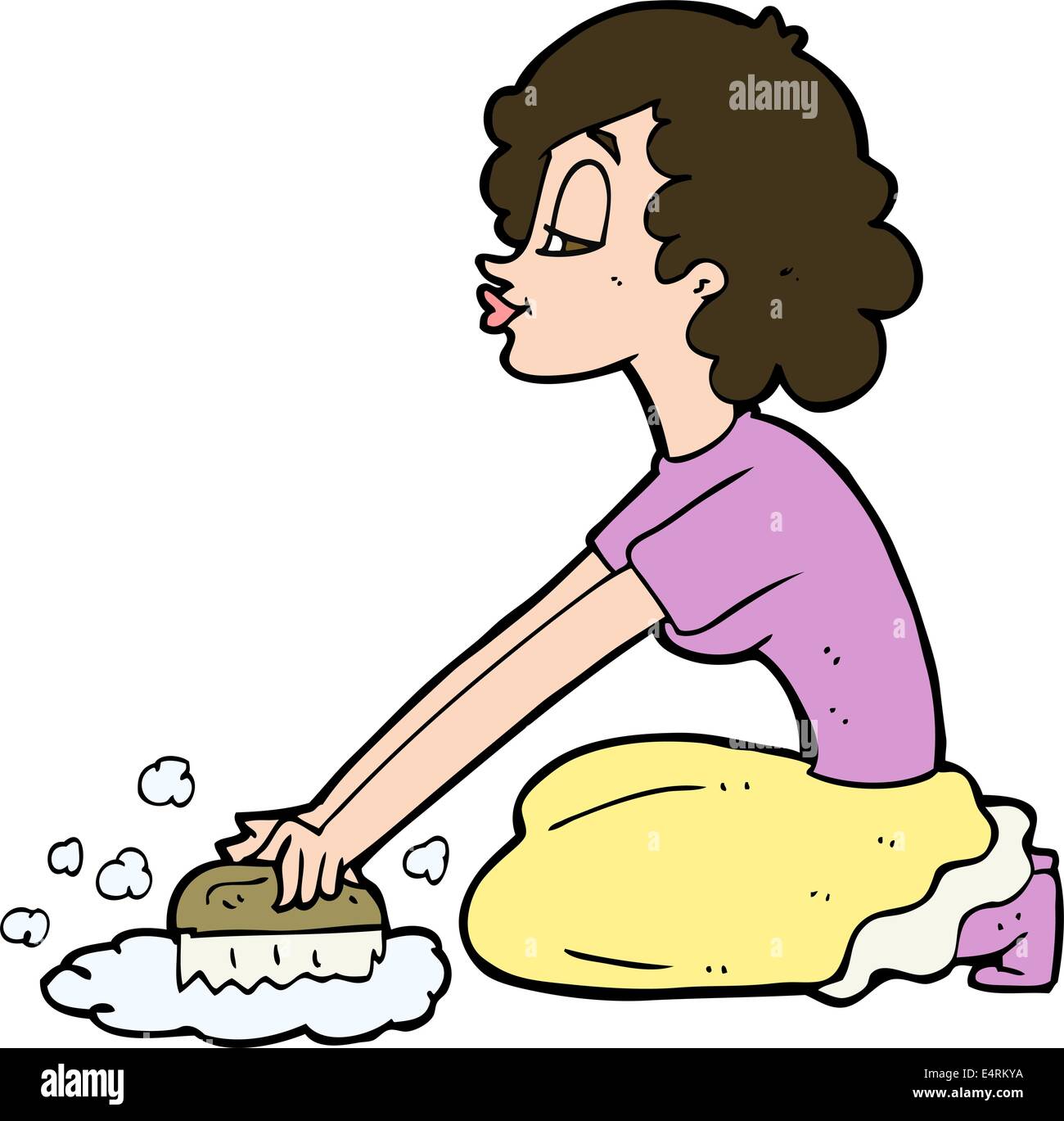 cartoon woman scrubbing floor Stock Vector Image & Art Alamy