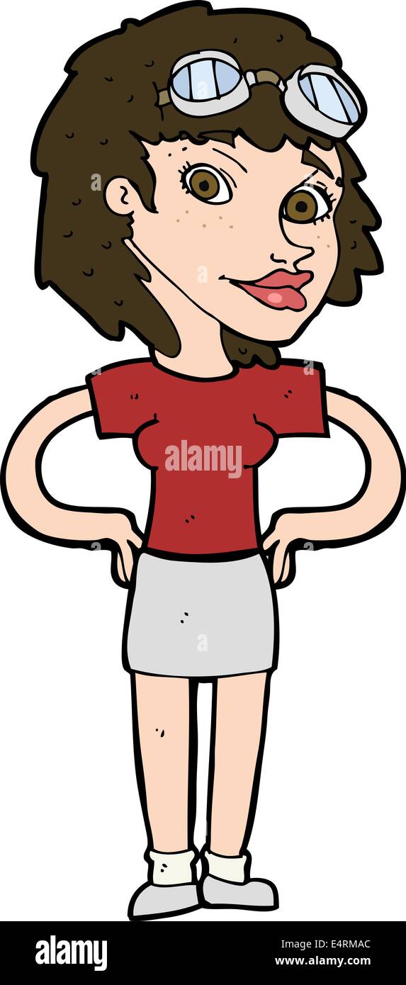 cartoon retro pilot woman Stock Vector Image & Art - Alamy