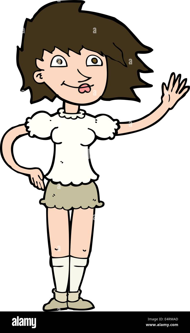 cartoon woman waving Stock Vector Image & Art - Alamy