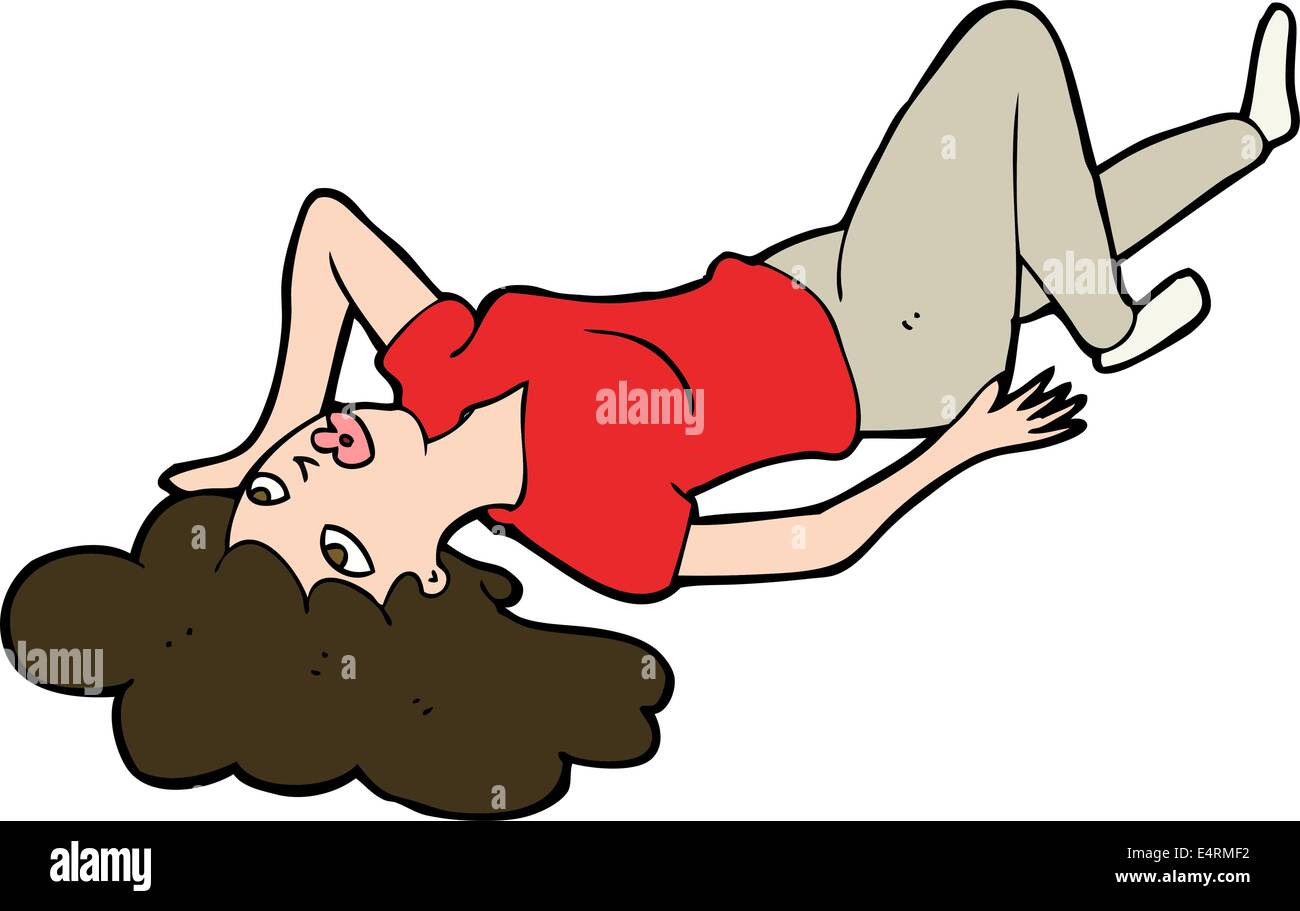 Cartoon Woman Lying On Floor Stock Vector Image And Art Alamy