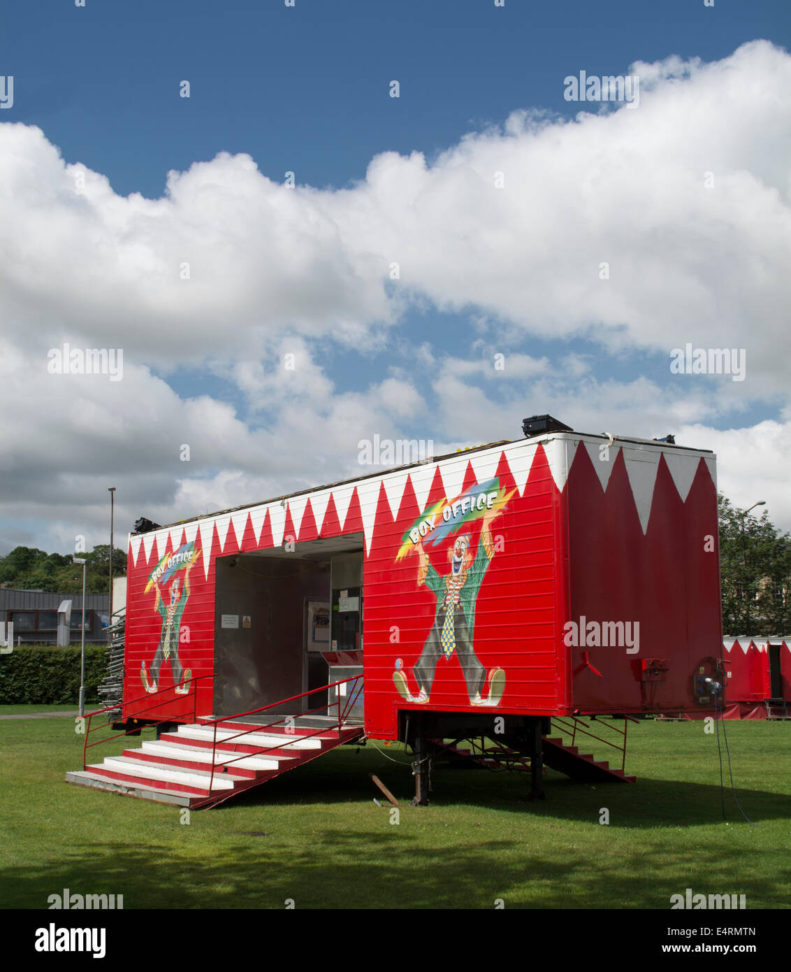 The Big Kid Circus ticket office on a sunny summer afternoon. Stock Photo