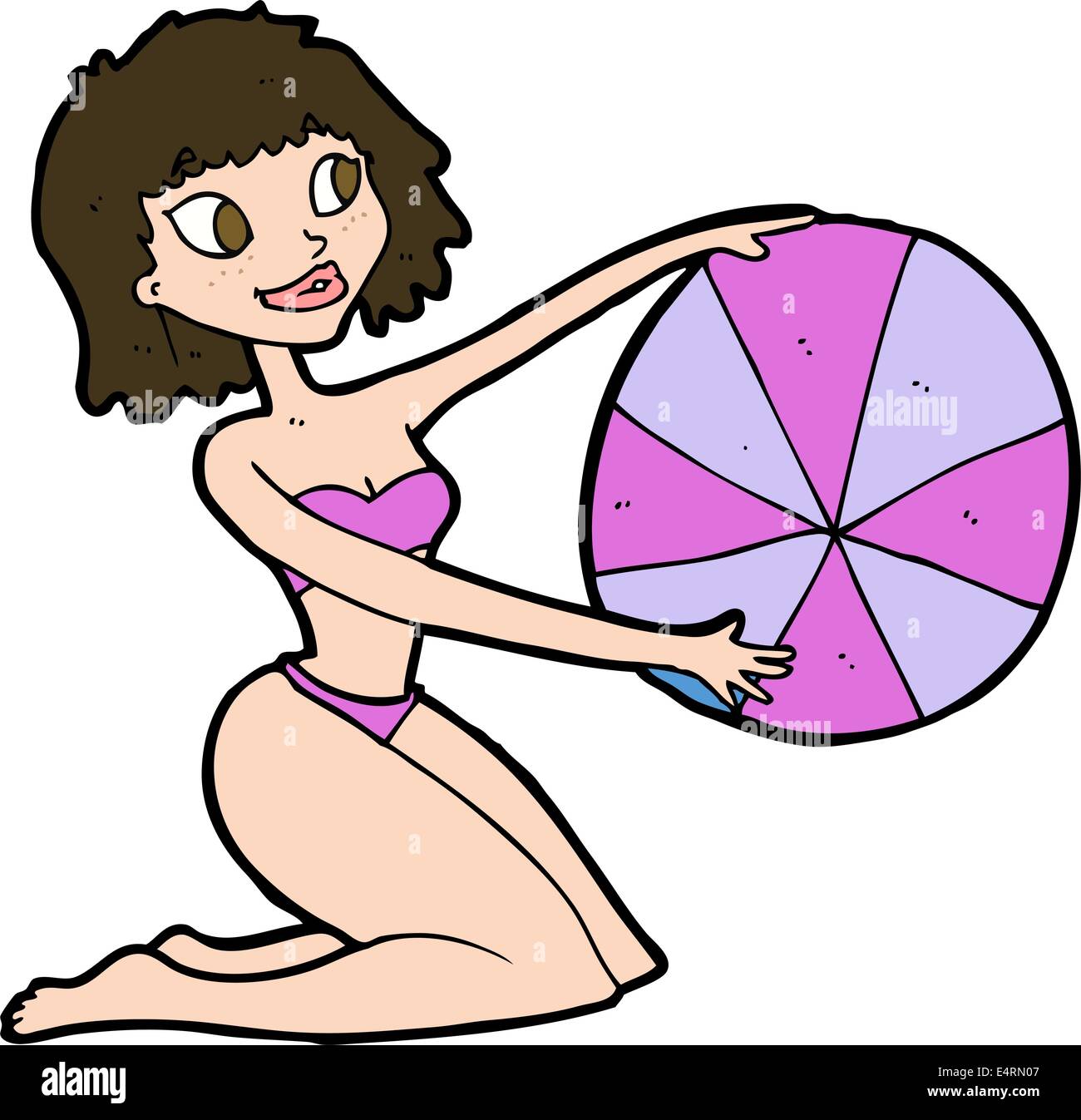 cartoon bikini girl with beach ball Stock Vector Image & Art Alamy