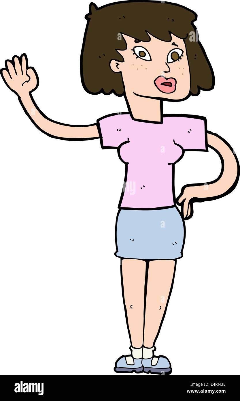 cartoon woman waving Stock Vector Image & Art - Alamy
