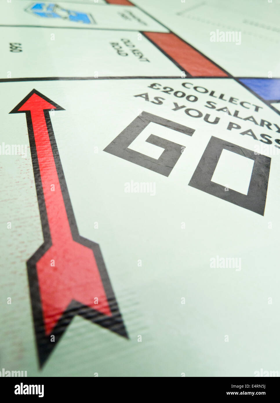 'GO' square on the Monopoly board. Stock Photo