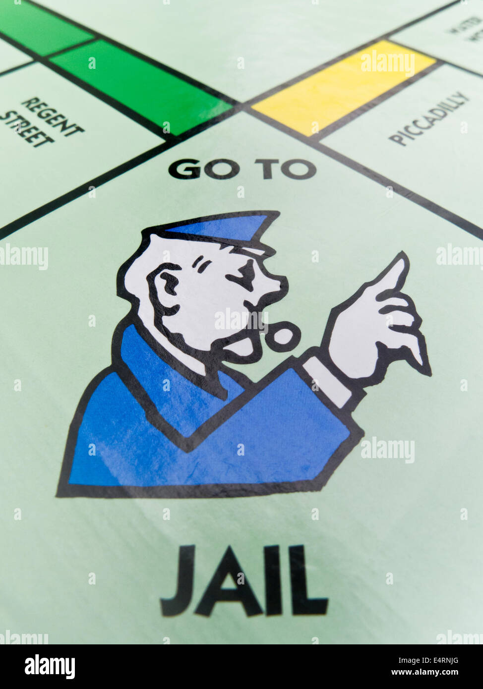 The "GO TO JAIL" square on a Monopoly board Stock Photo Alamy
