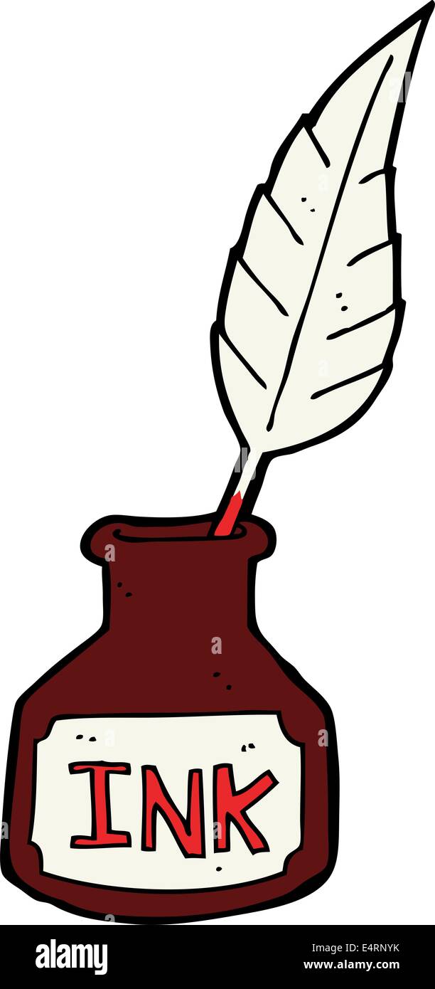 cartoon of an ink well and quill 12469656 Vector Art at Vecteezy