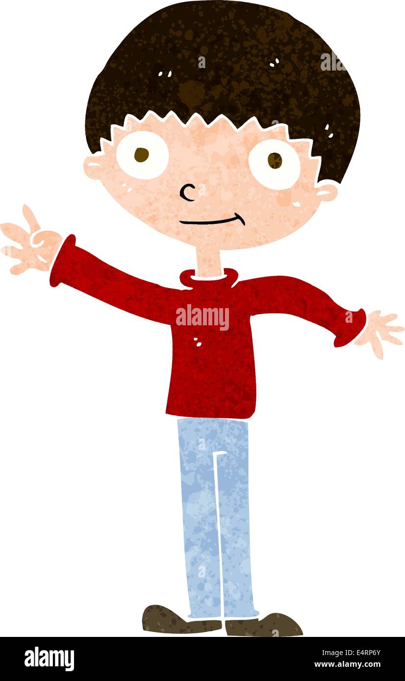 cartoon happy waving boy Stock Vector Image & Art - Alamy