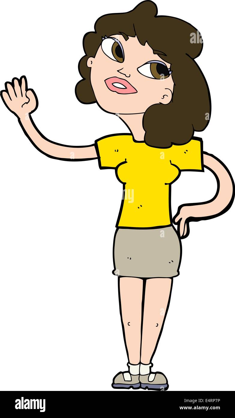 cartoon woman waving Stock Vector Image & Art - Alamy