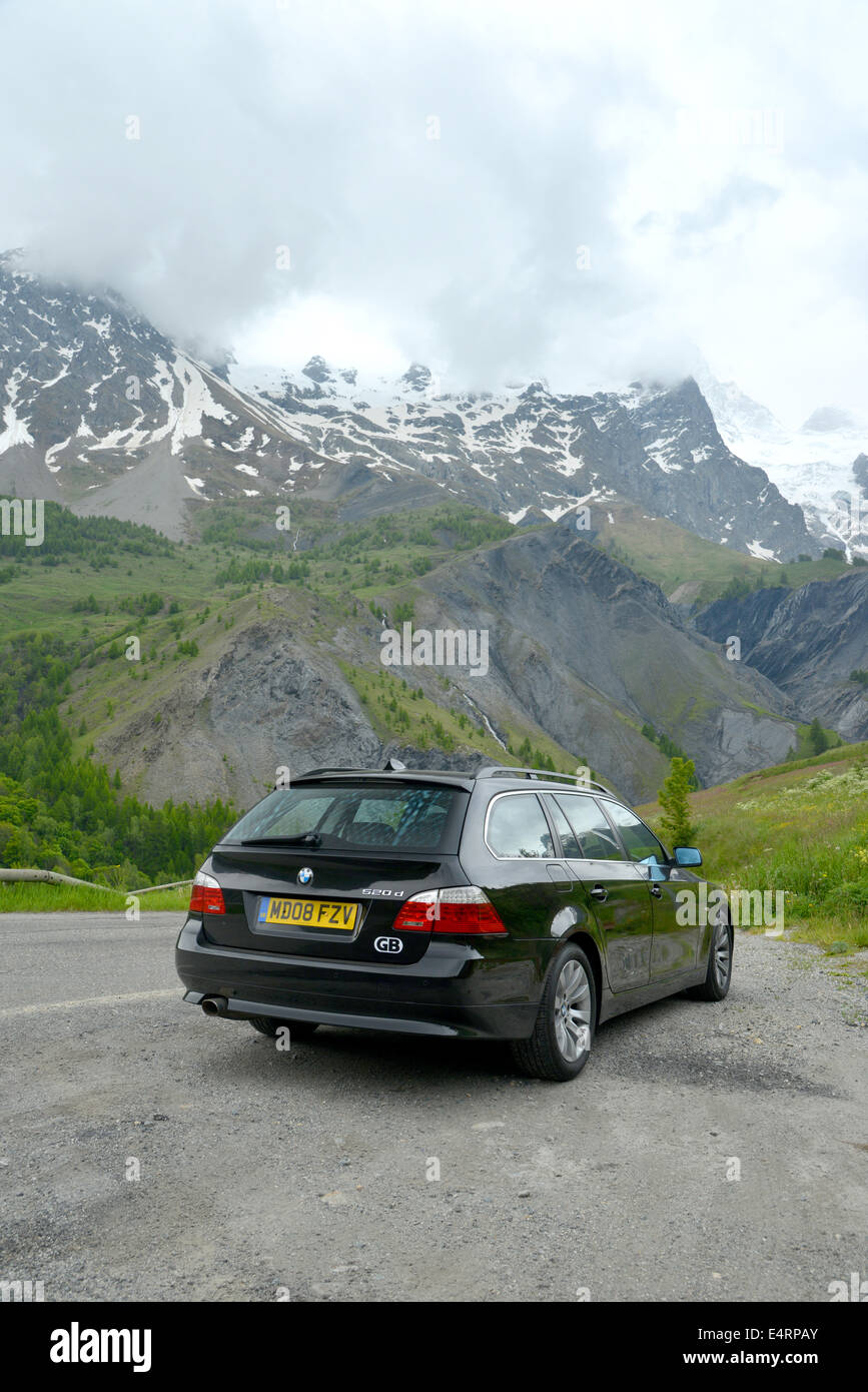 British family estate car parked in the French Alps - 2008 BMW 5 ... British family estate car parked in the French Alps - 2008 BMW 5 ...
