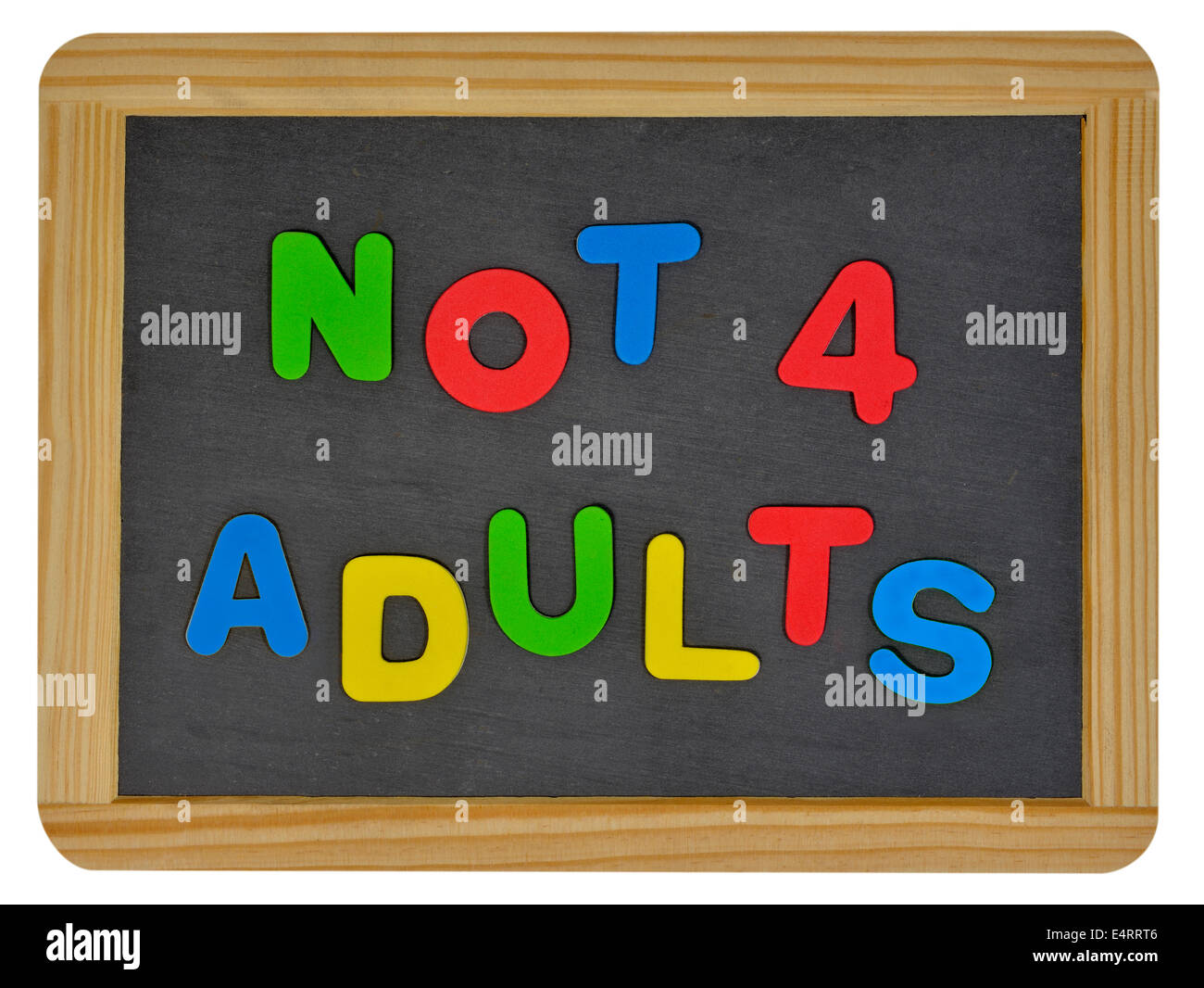 Not for adults in colored letters written on traditional slate Stock Photo
