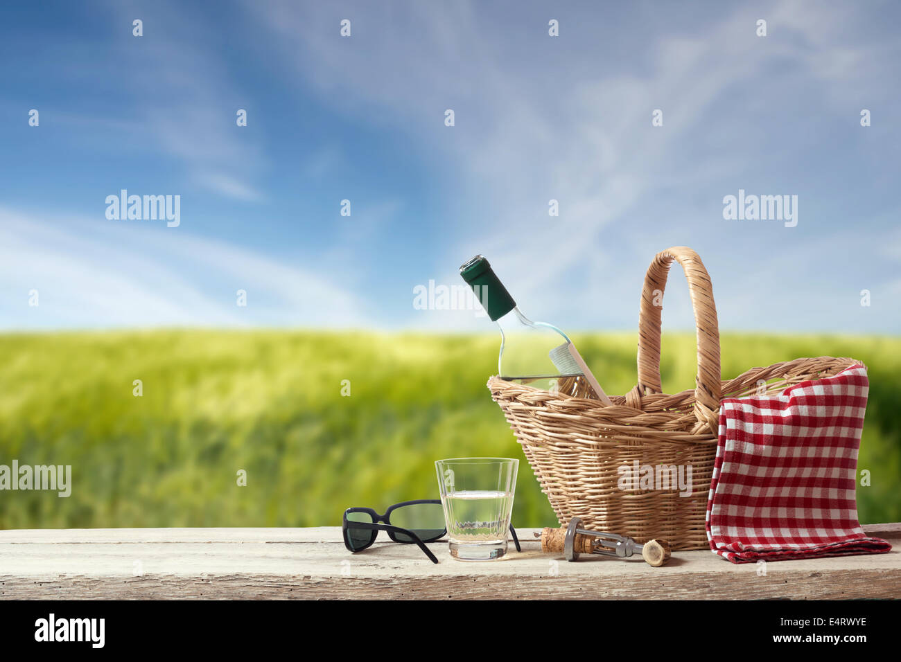 Picnic for a single Person in a countryside Landscape Stock Photo