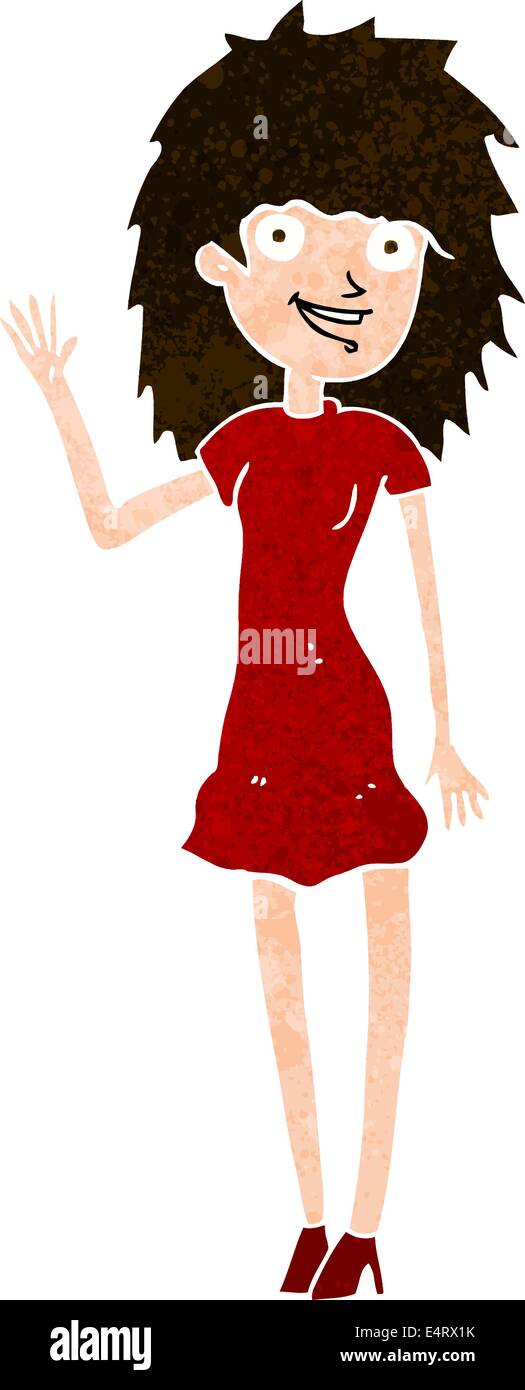 cartoon happy woman waving Stock Vector Image & Art - Alamy