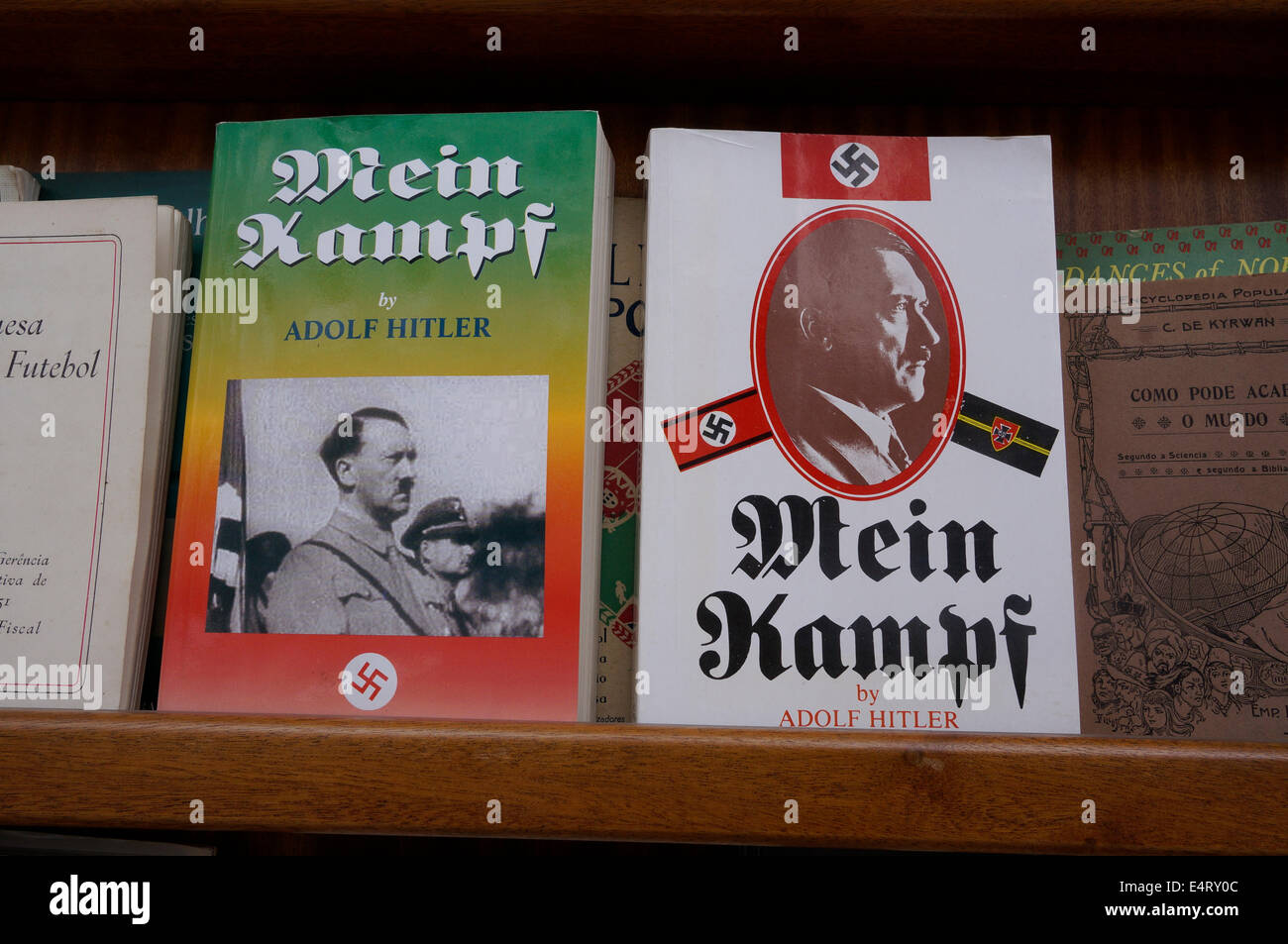 Hitler's Mein Kampf Book in Shop Window, Lisbon, Portugal Stock Photo