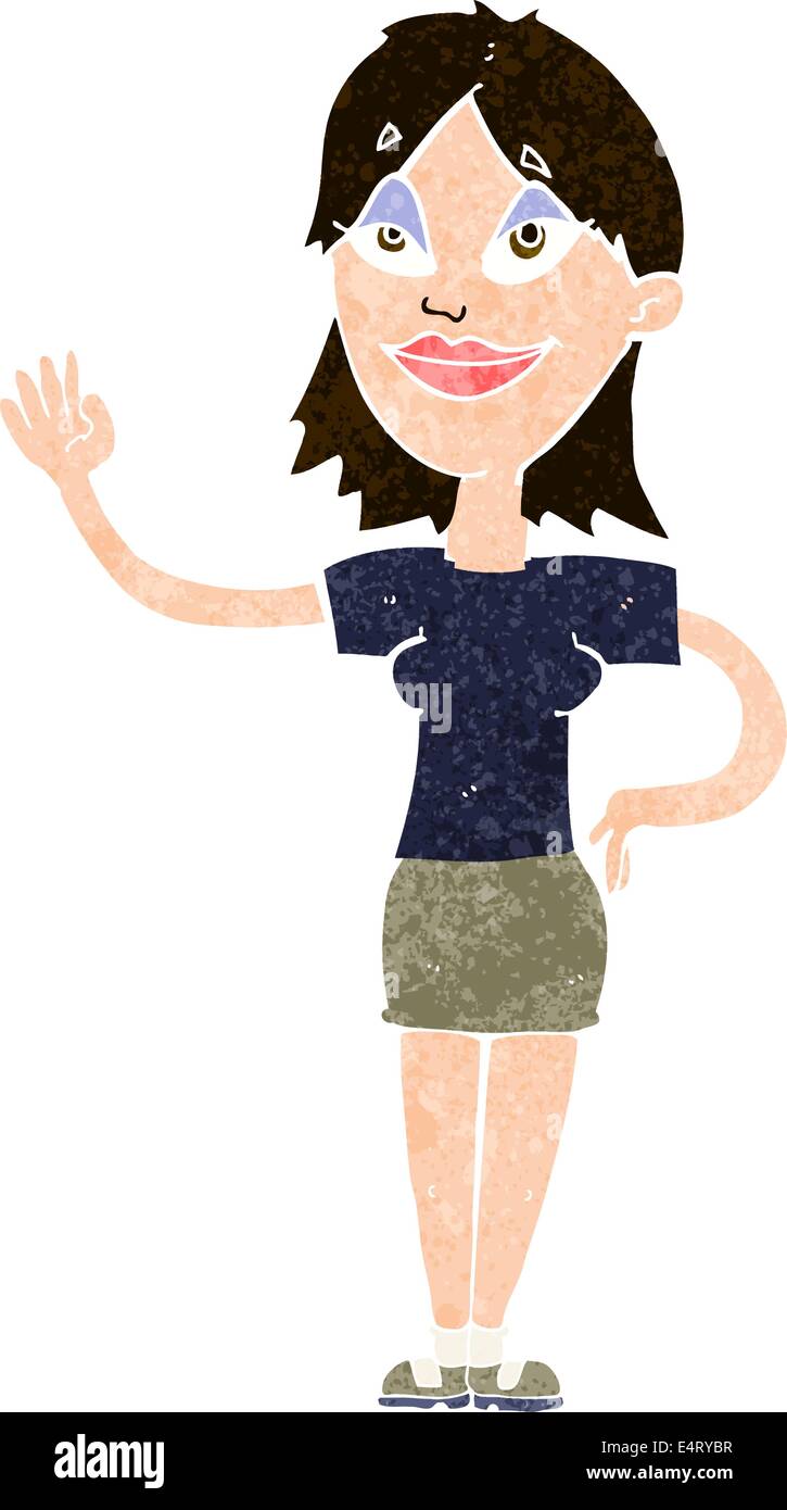 cartoon woman waving Stock Vector Image & Art - Alamy