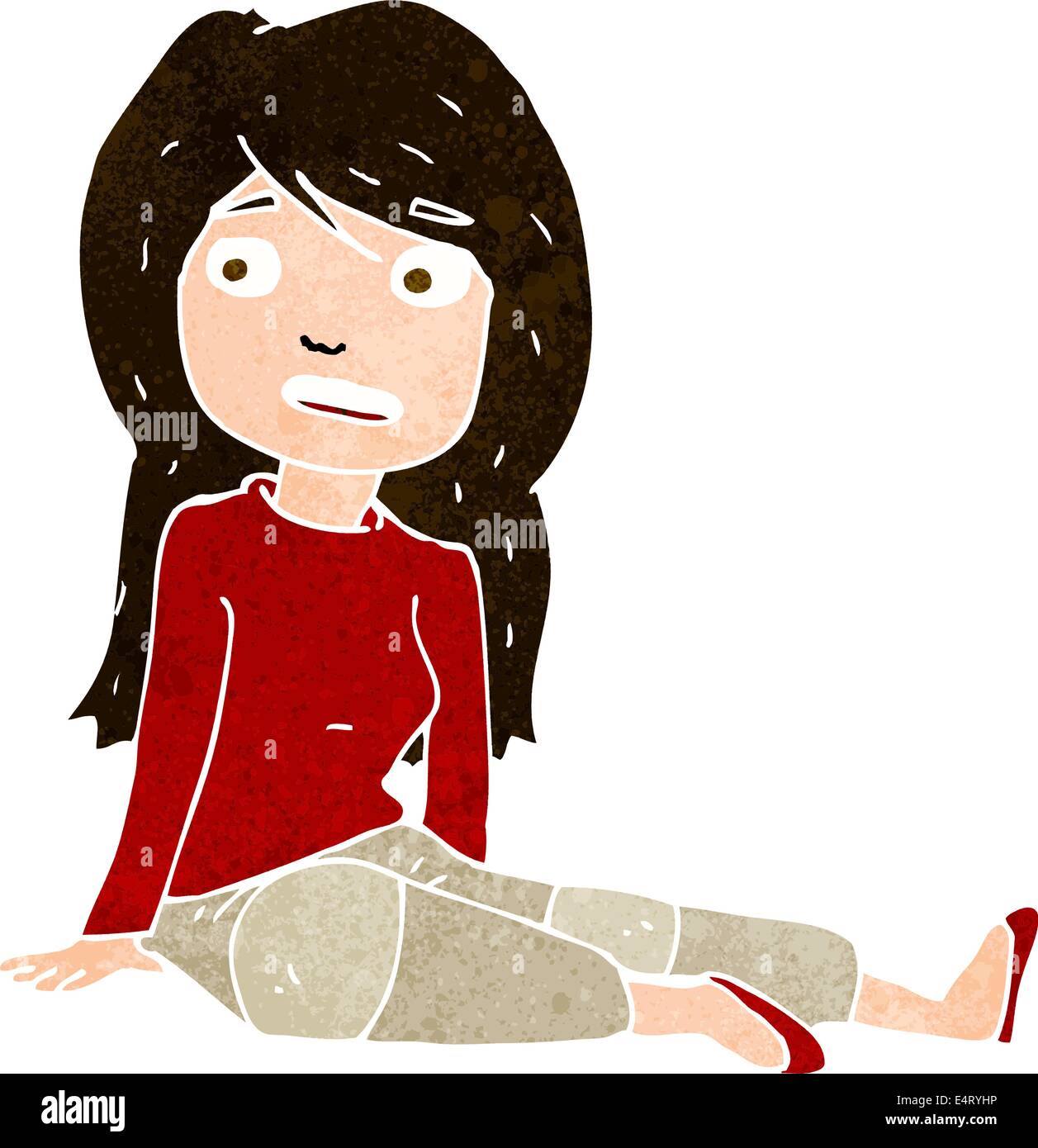 Cartoon Girl Sitting On Floor Stock Photos & Cartoon Girl Sitting On ...