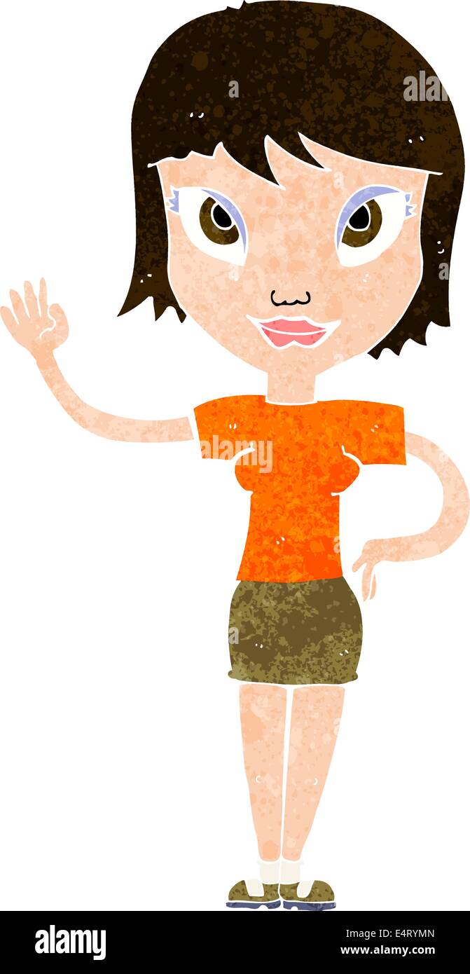 cartoon woman waving Stock Vector Image & Art - Alamy