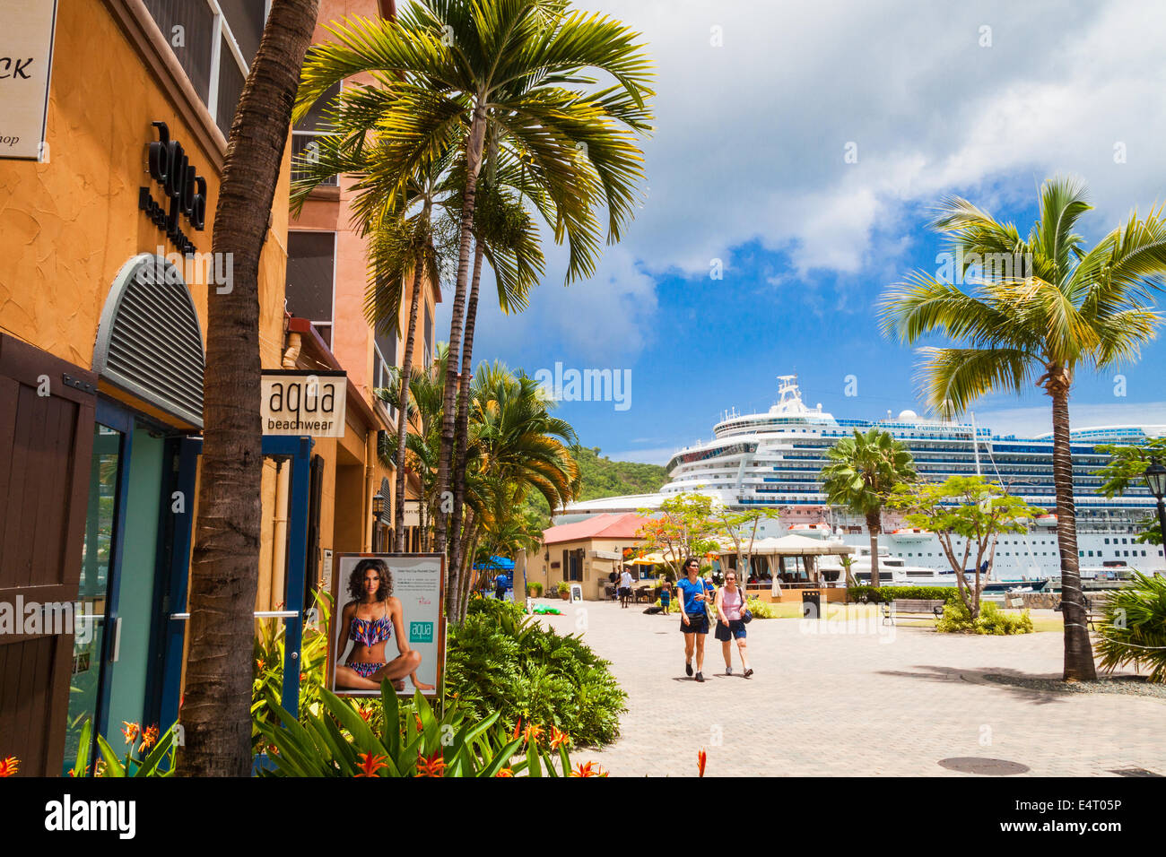 A cruise ship in port at Charlotte Amalie, St. Thomas, US Virgin ...