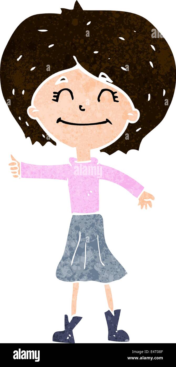 cartoon happy girl giving thumbs up symbol Stock Vector Image & Art - Alamy