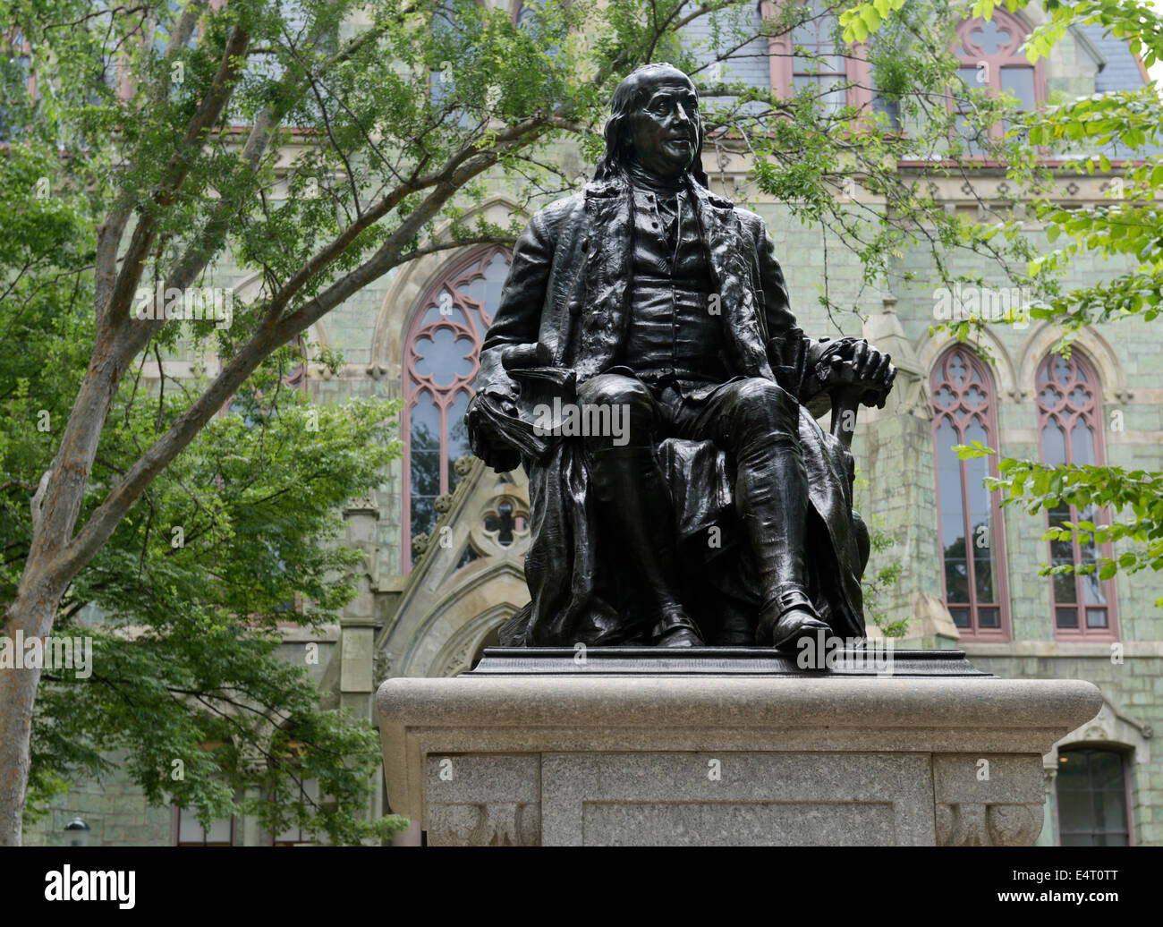 Benjamin Franklin statue, in front of College Hall, University of Pennsylvania, Philadelphia Stock Photo