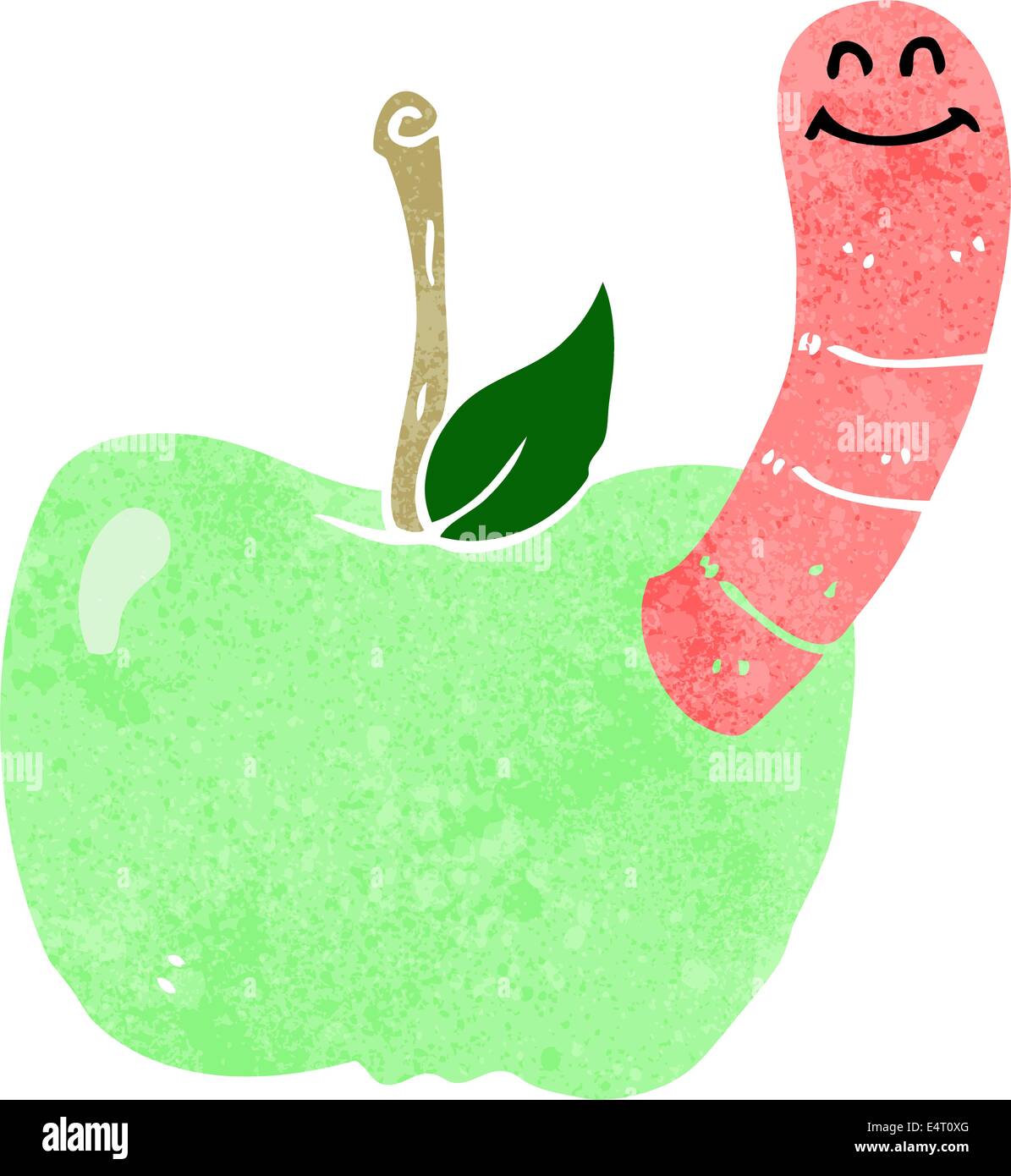 cartoon apple with worm Stock Vector Image & Art Alamy